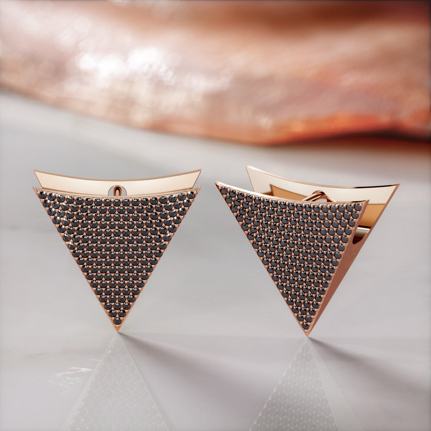 1 Carat Cone Natural Black Diamond Spike Earrings