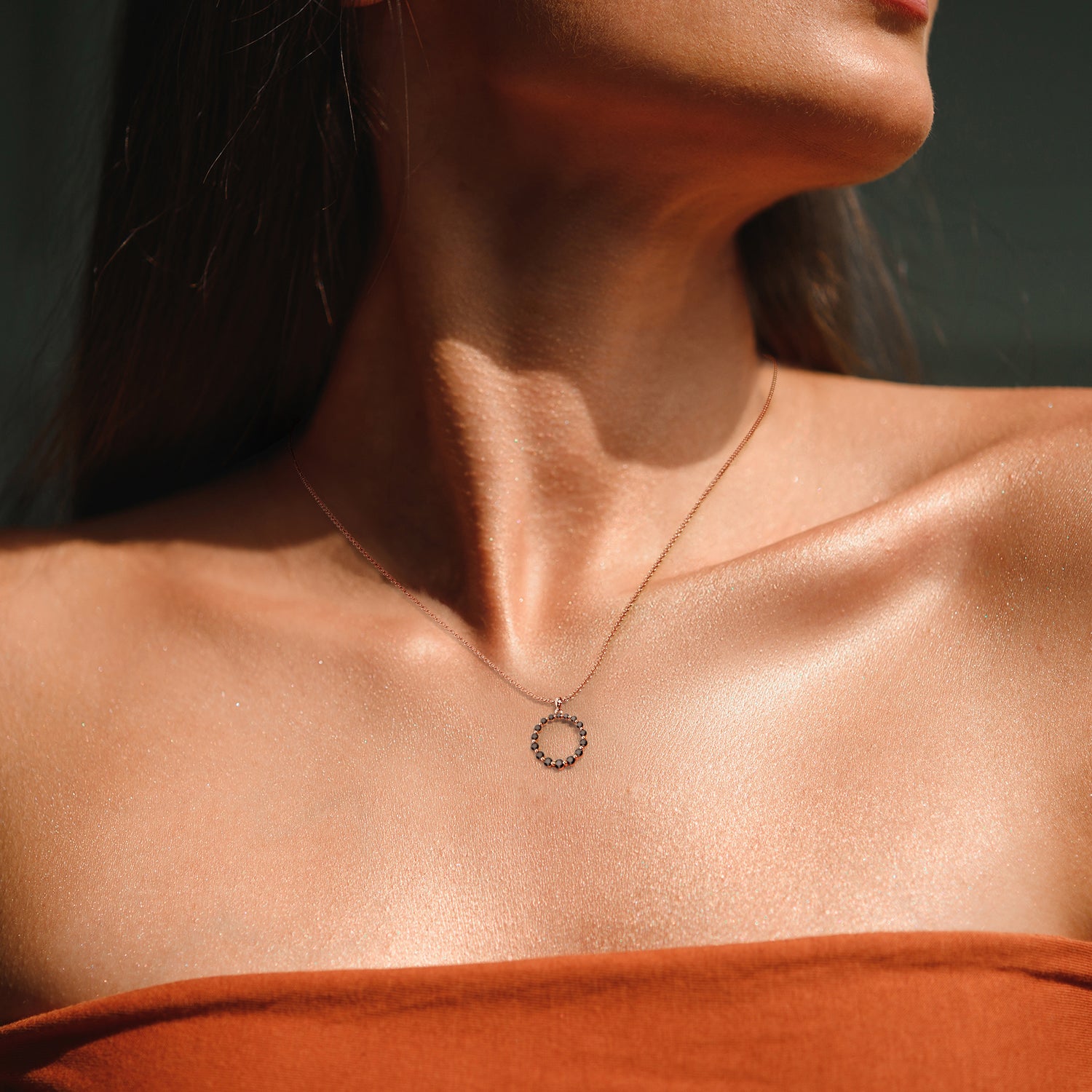 Natural Black Diamond Karma Pendant with Necklace