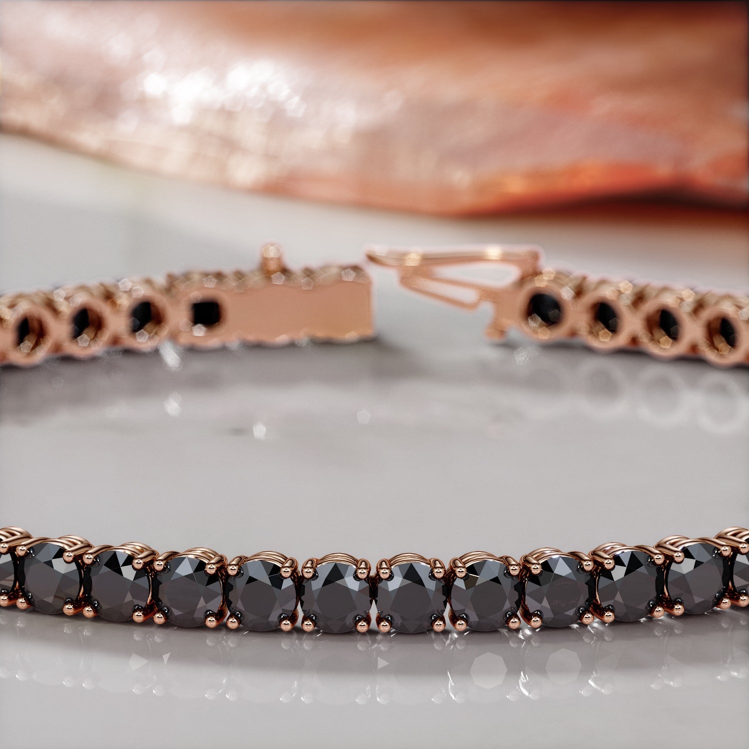 King Cobra- Black Diamonds Tennis Bracelet In Rose Gold