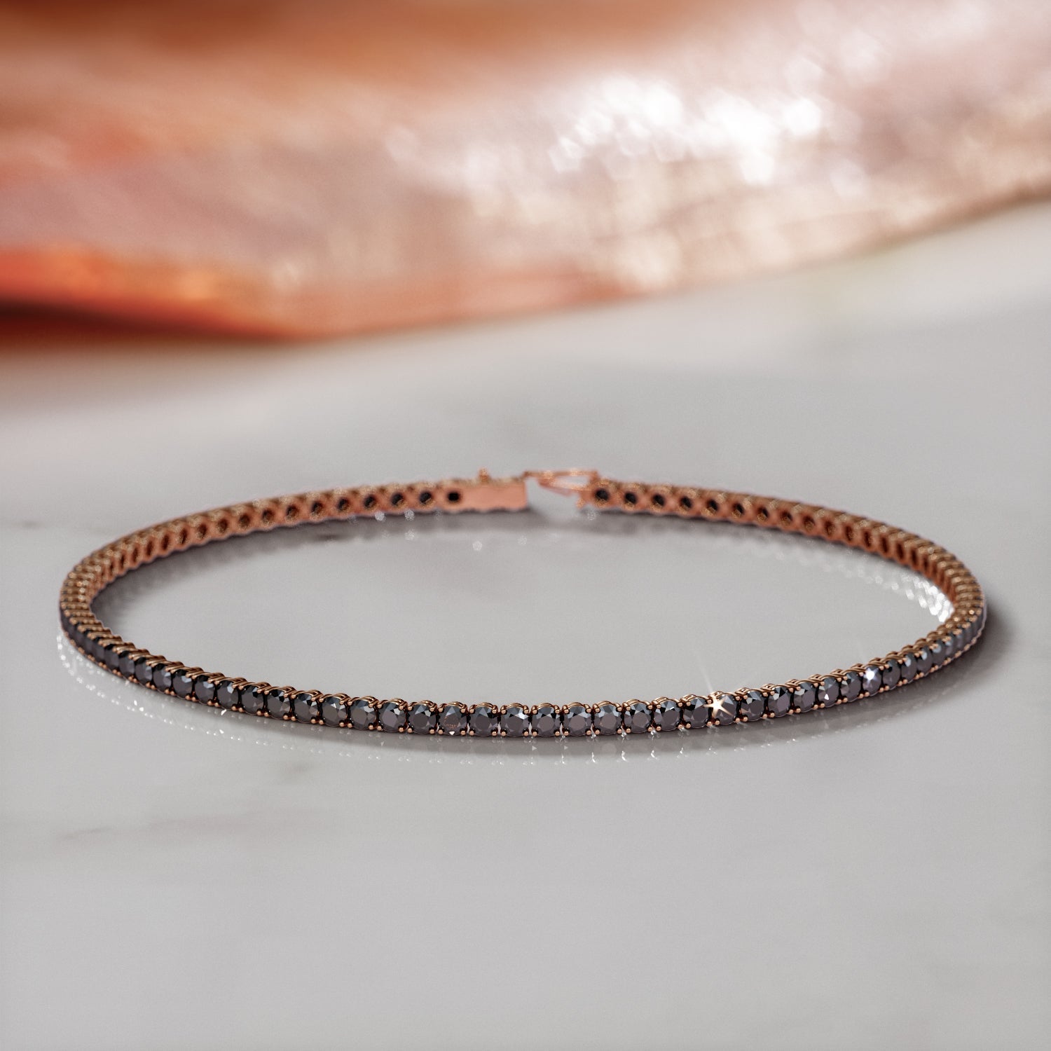 King Cobra- Tennis Bracelet Black Diamonds in Rose Gold