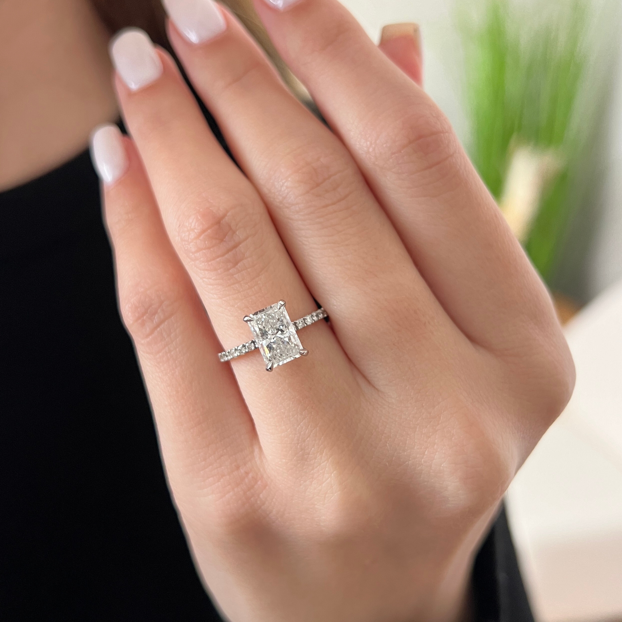 2.3 Carat Natural Radiant Cut Diamond Engagement Ring