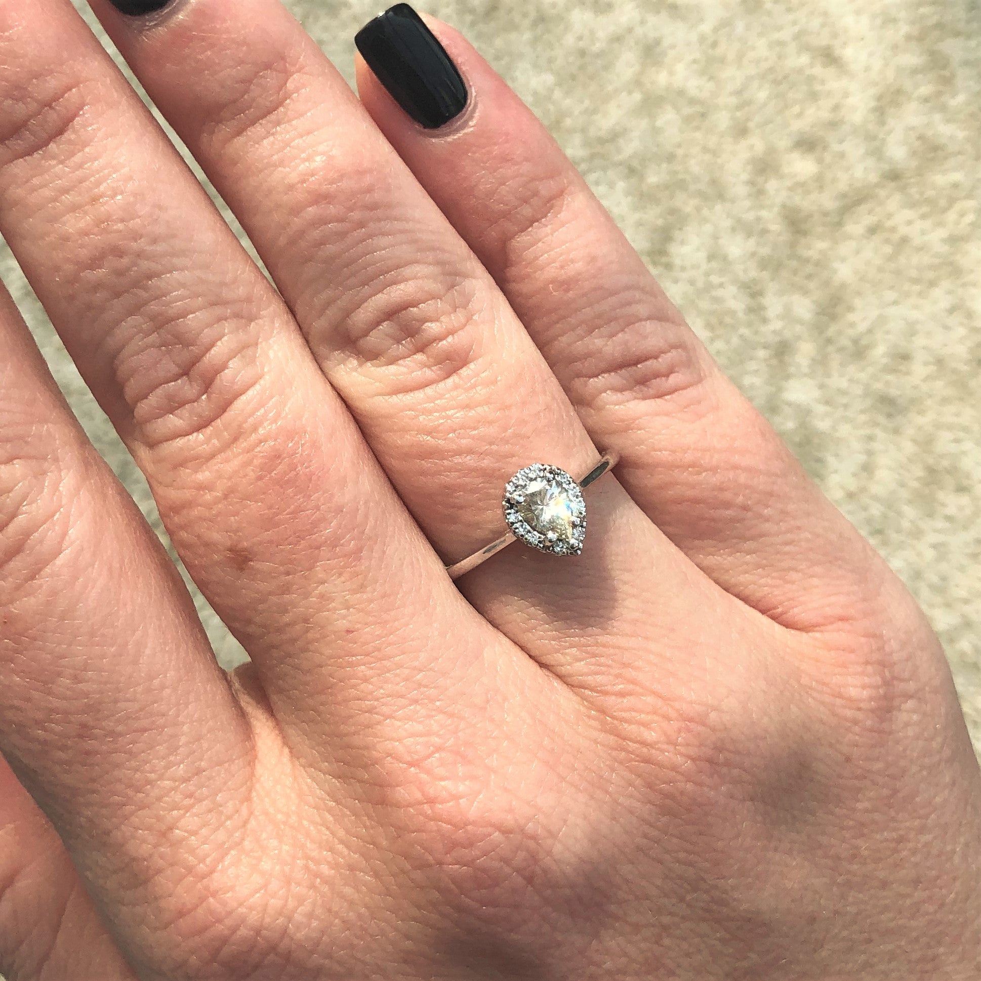 0.3ct Pear Diamond Ring in 14K White Gold