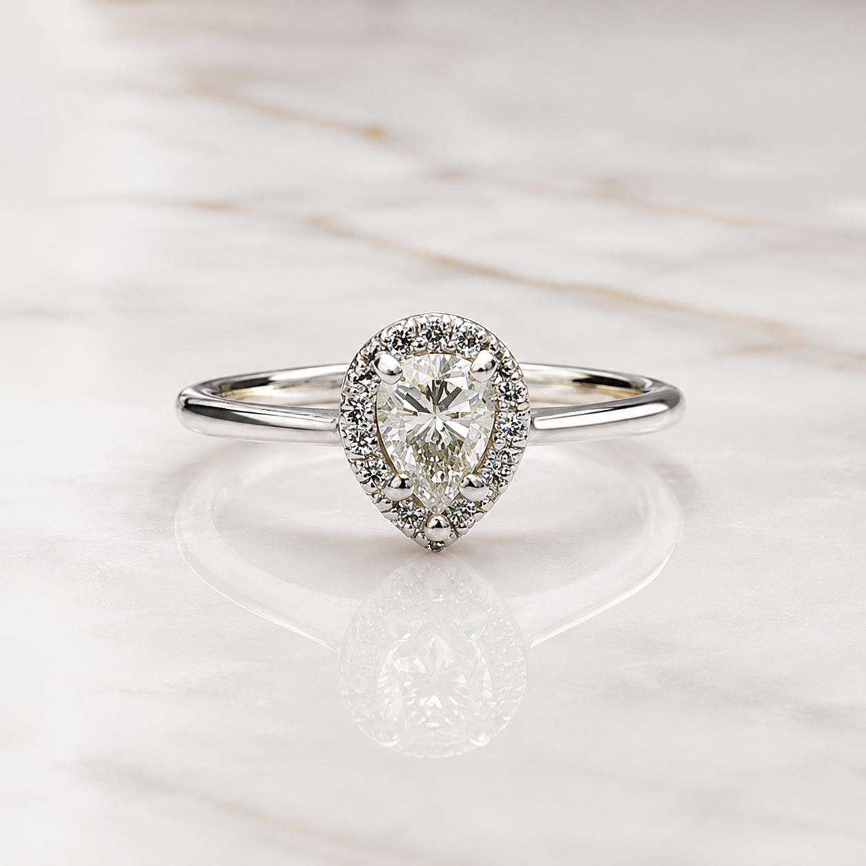 0.3ct Pear Diamond Ring in 14K White Gold