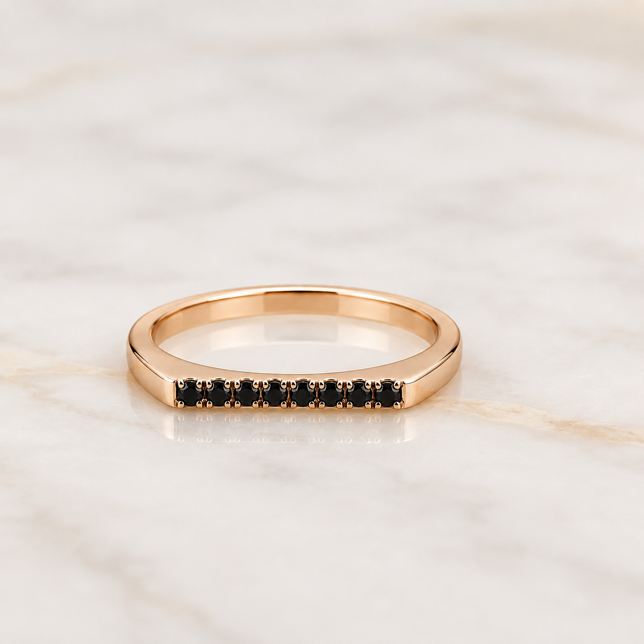 Natural Black Diamond Rose Gold Ring