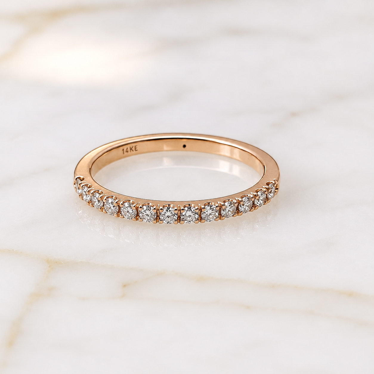 Matching Wedding Ring with Round Cut Natural Diamond