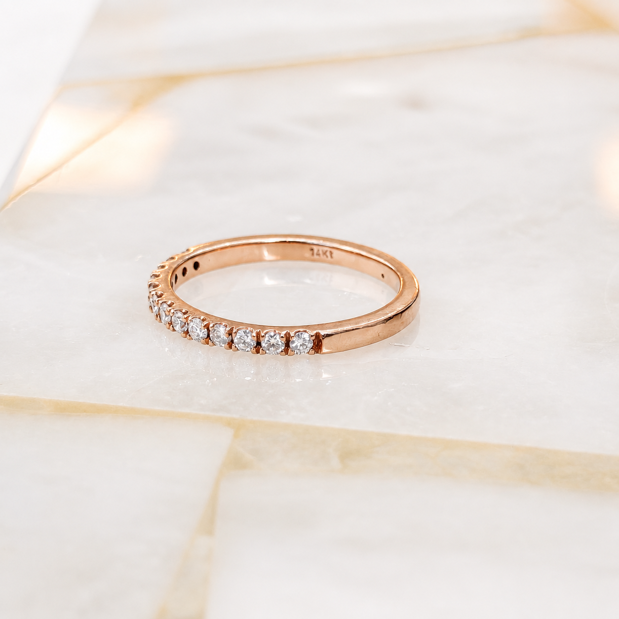Matching Wedding Ring with Round Cut Natural Diamond