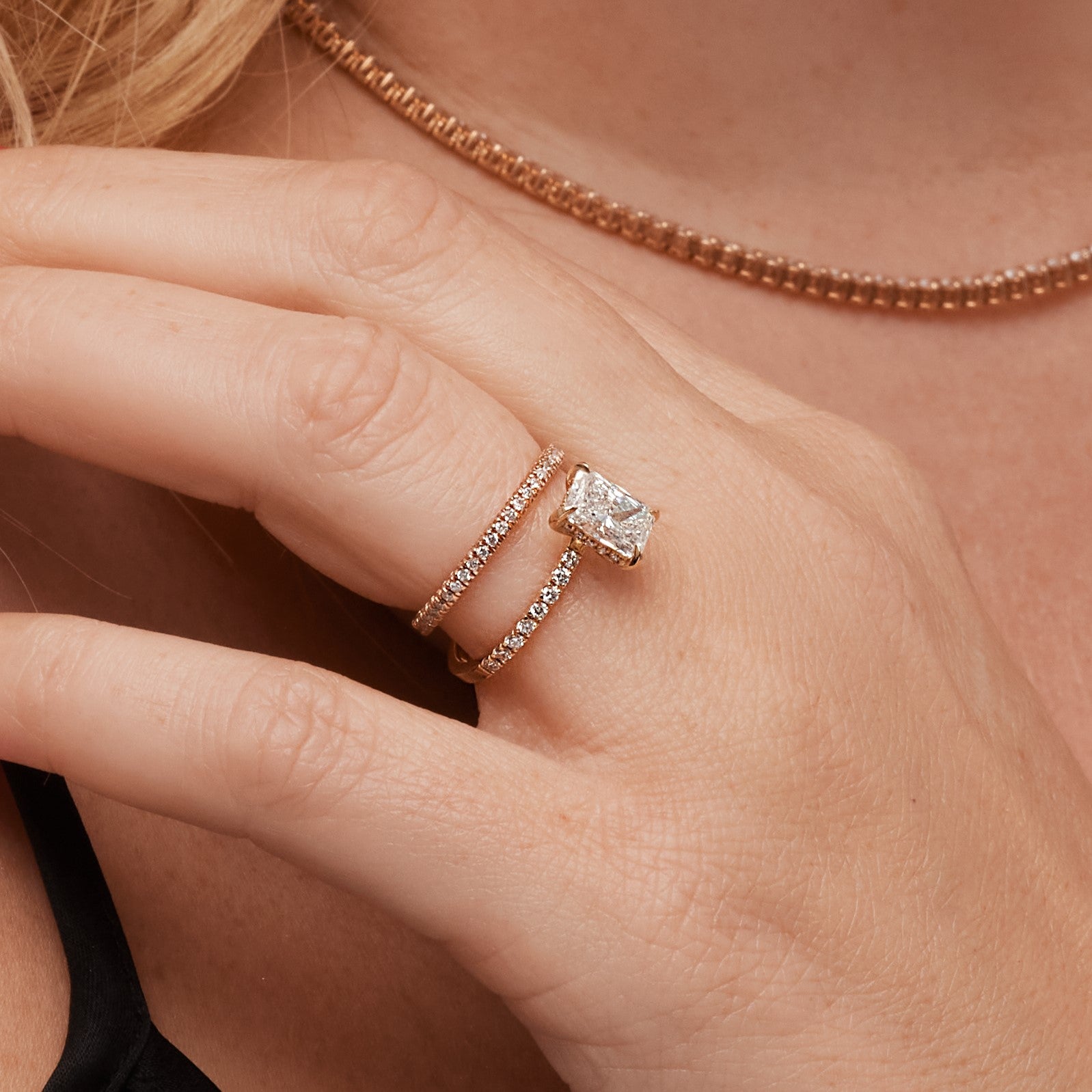 Accent Diamonds Natural Radiant Diamond Engagement Ring