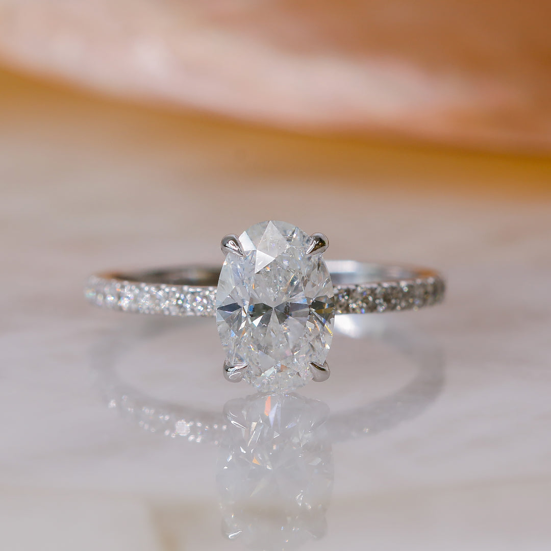 Hidden Halo Natural Oval Diamond Engagement Ring