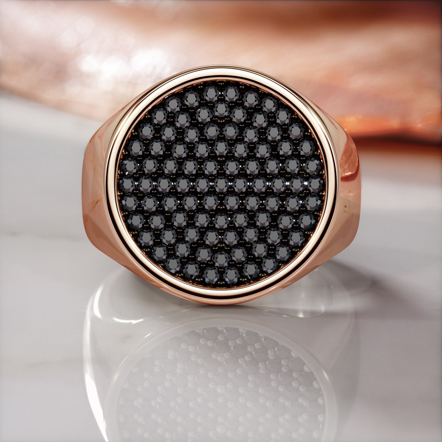 Pav'e Natural Black Diamond Engagement Ring