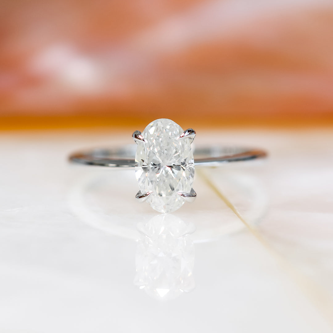Claw Prongs 1.5 -Carat Natural Oval Diamond Engagement Ring