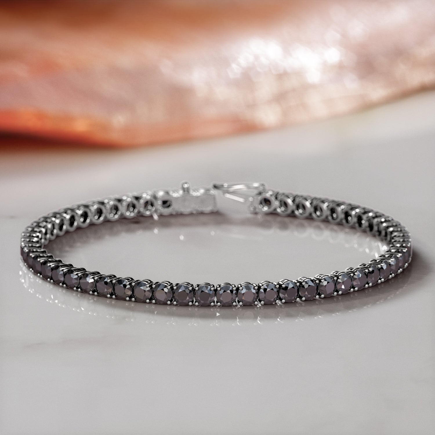 King Cobra- Tennis Bracelet Black Diamonds In White Gold