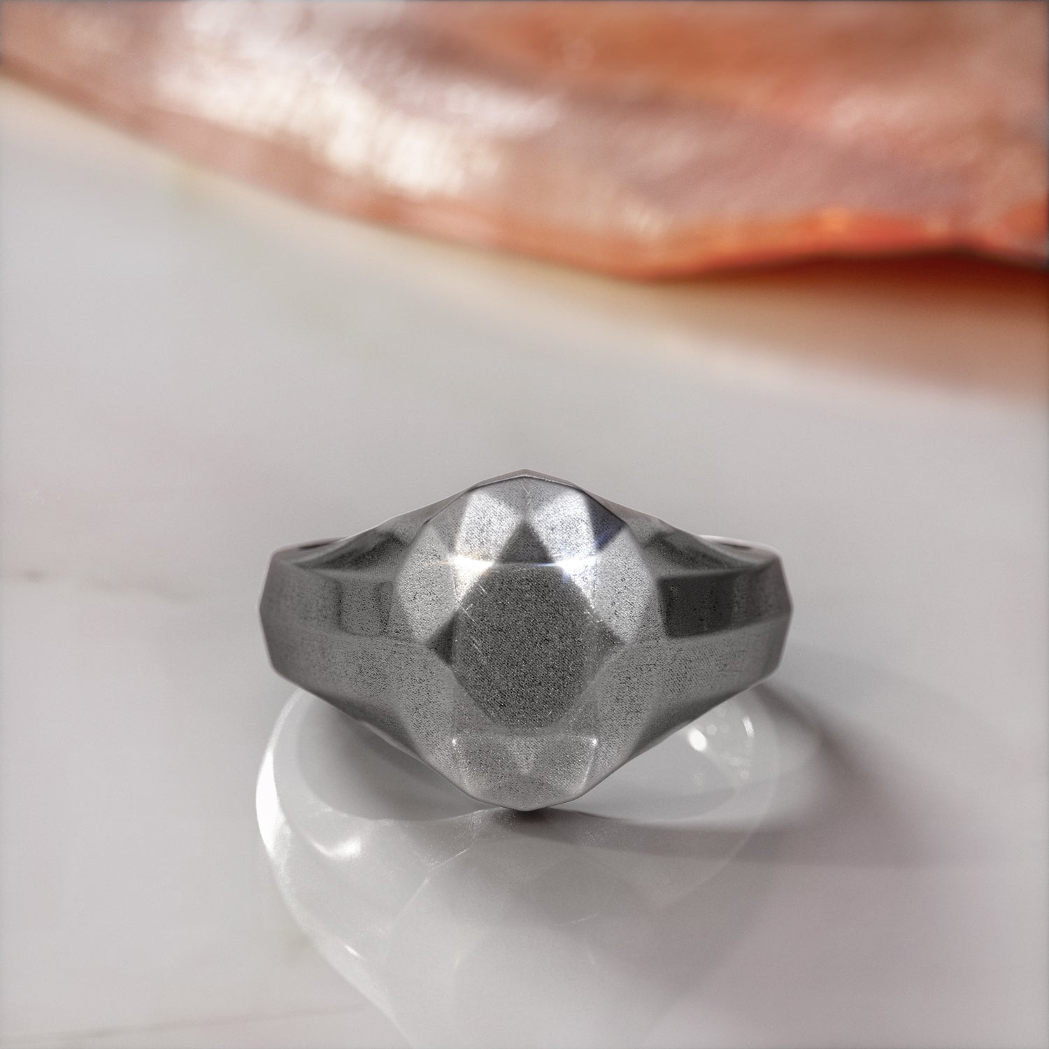 14K Diamond Shaped Signet Ring For Women