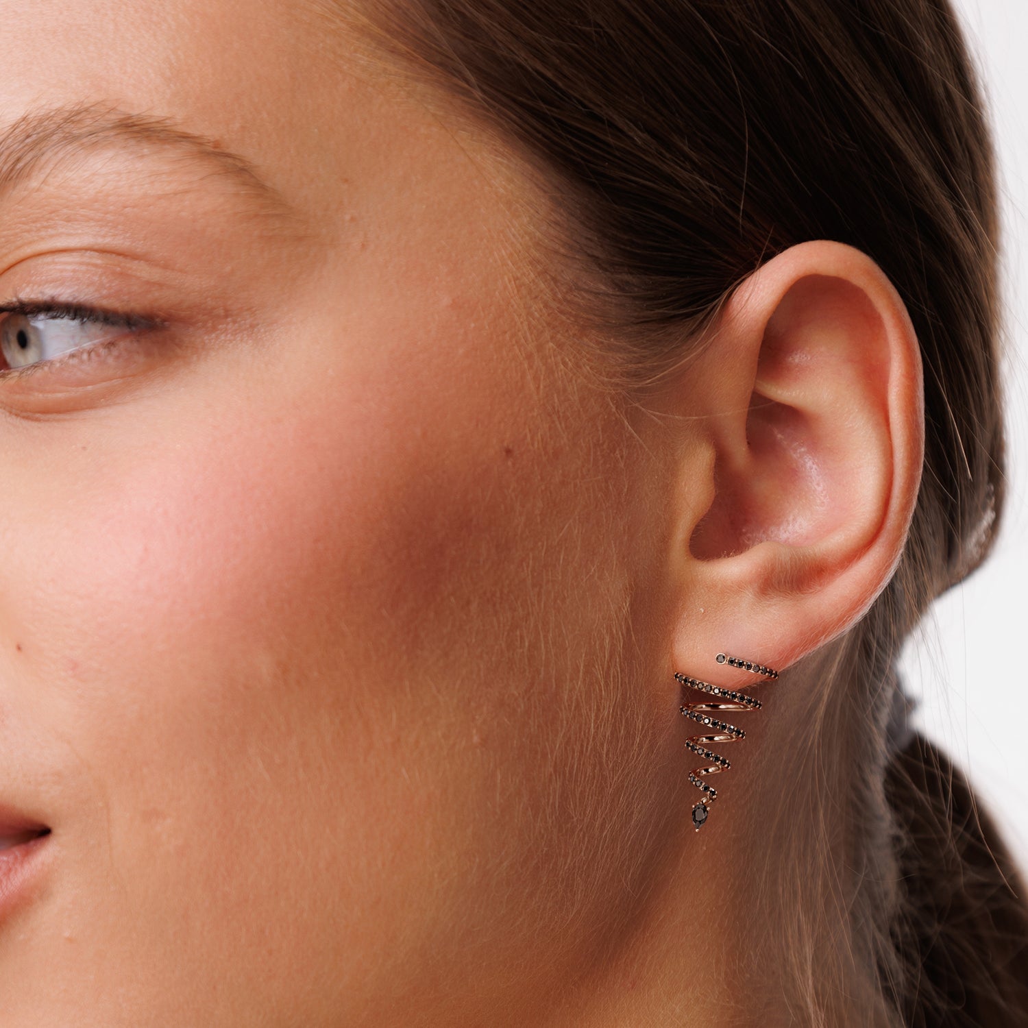 0.5 Carat Spiral Natural Black Diamond Earrings