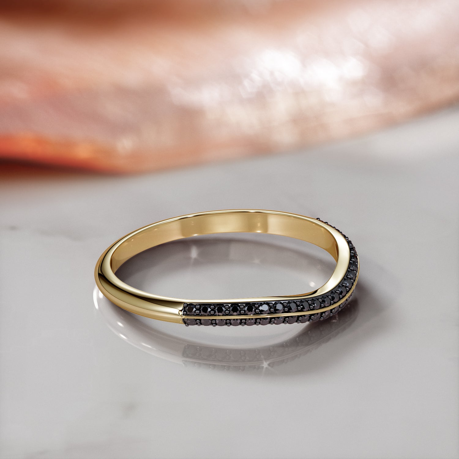 Curvey Natural Black Diamond Matching Band