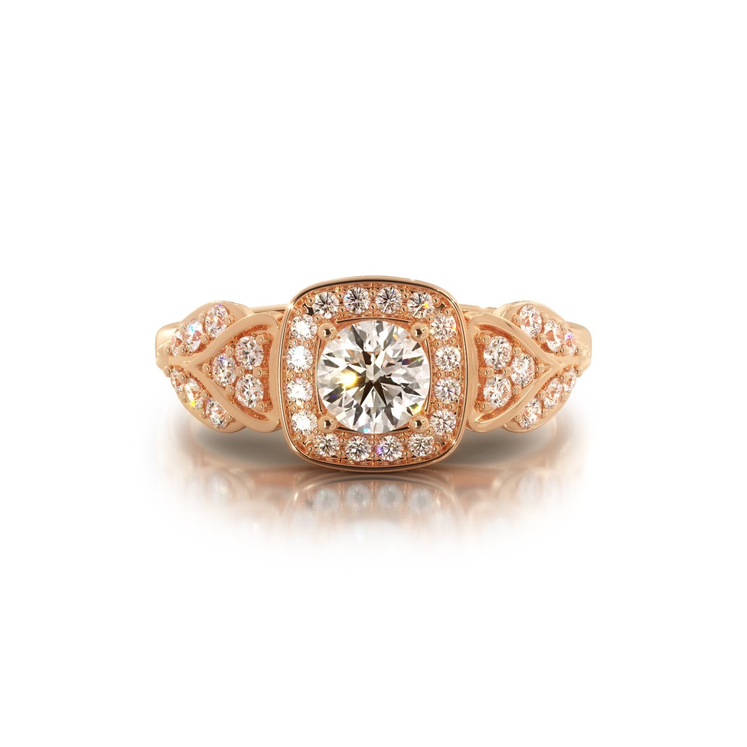 Pav'e Natural Round Diamond Engagement Ring