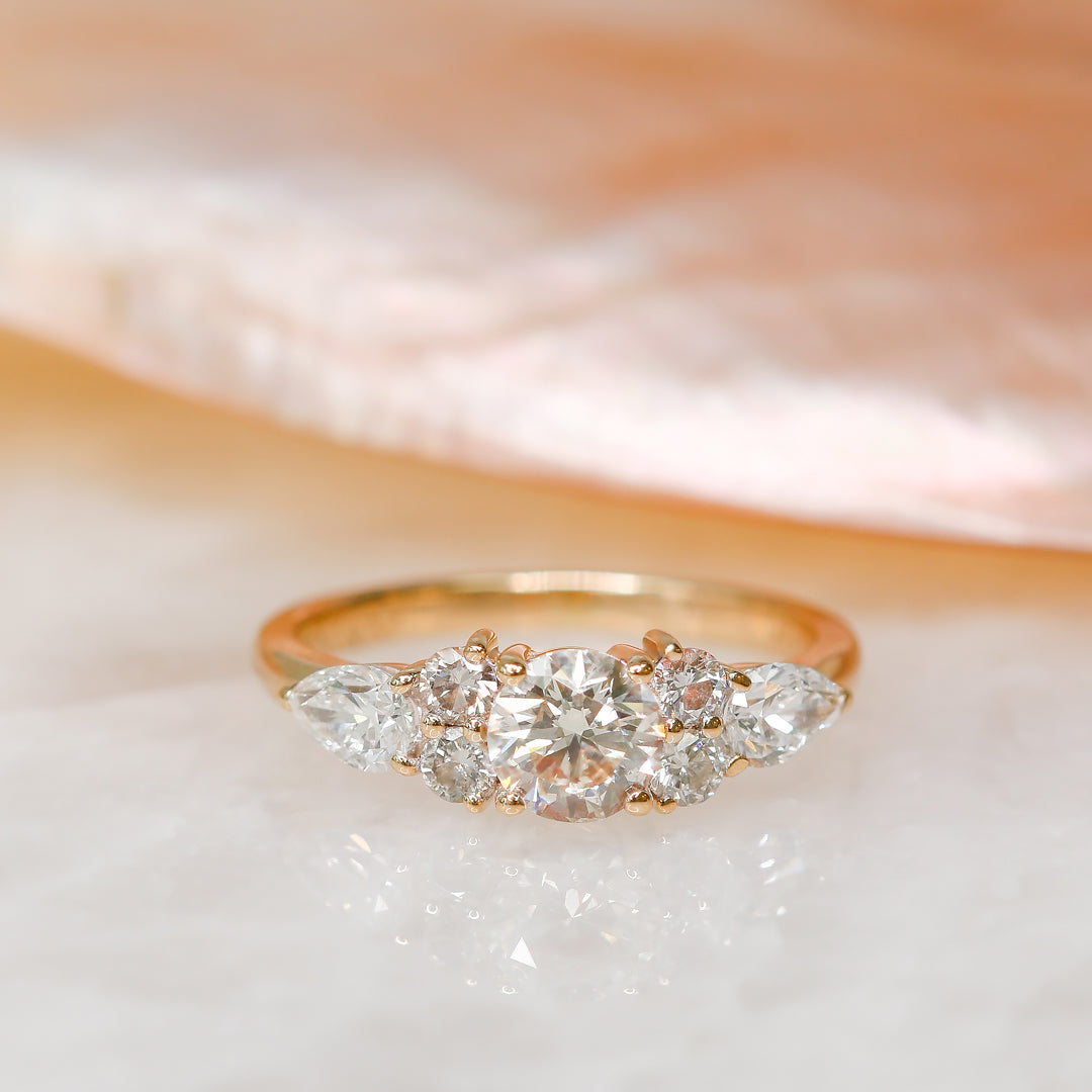 Art Deco Natural Round Diamond Engagement Ring