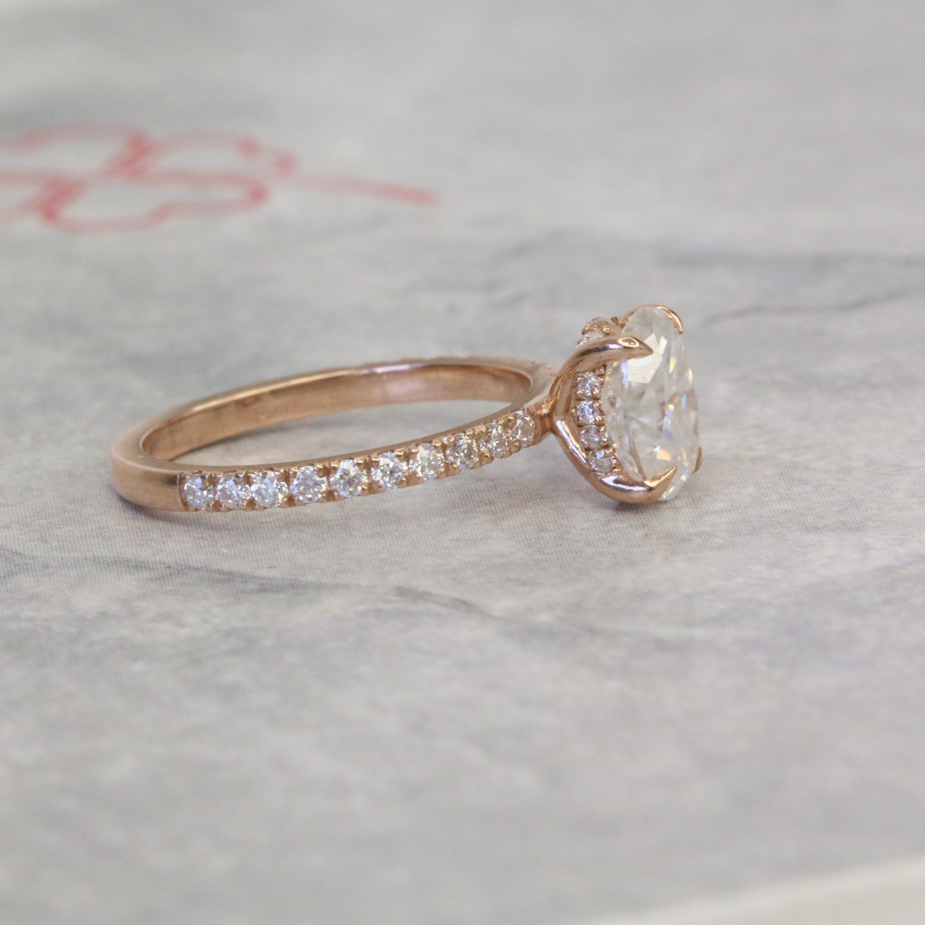 Hidden Halo Natural Oval Diamond Engagement Ring