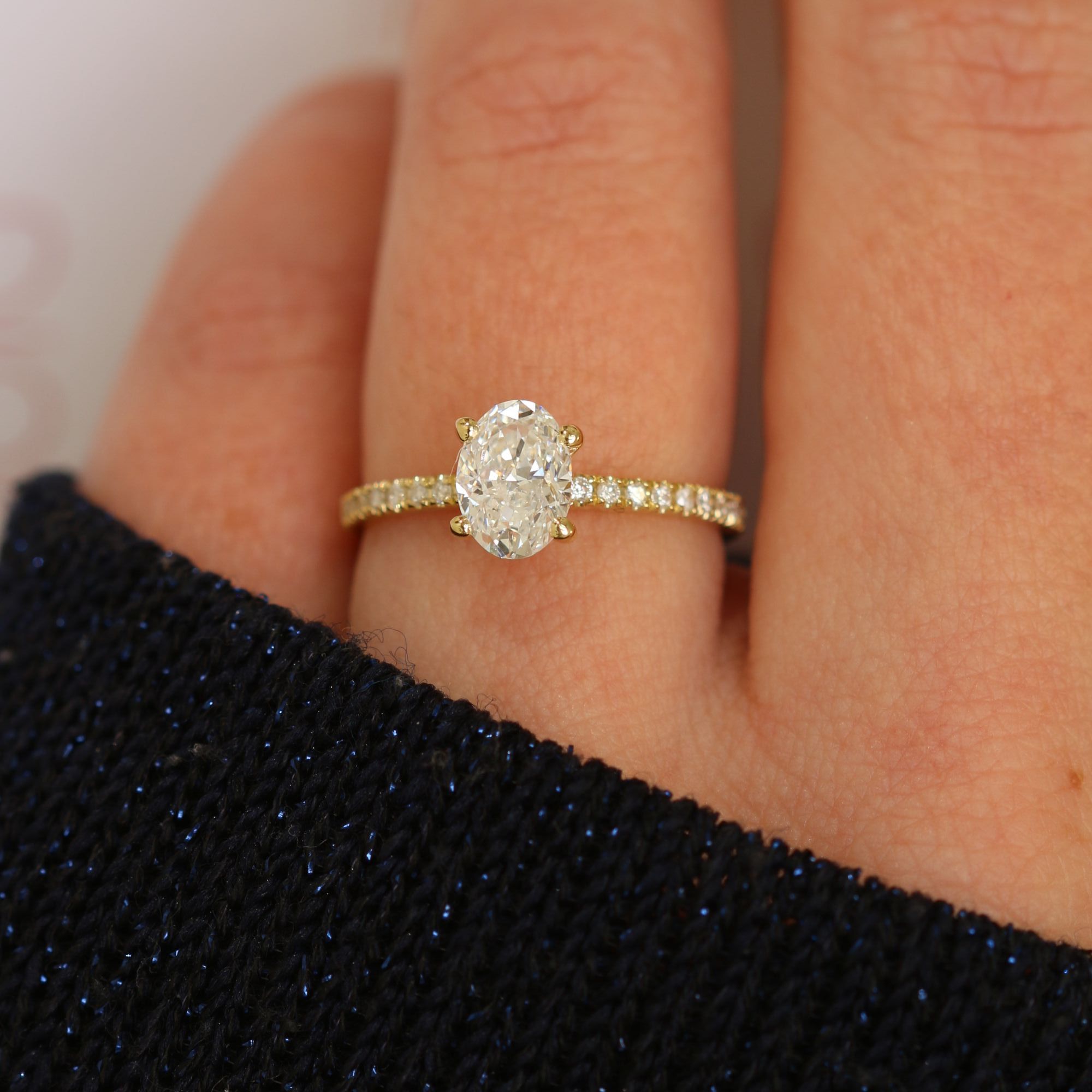 Hidden Halo Natural Oval Diamond Engagement Ring