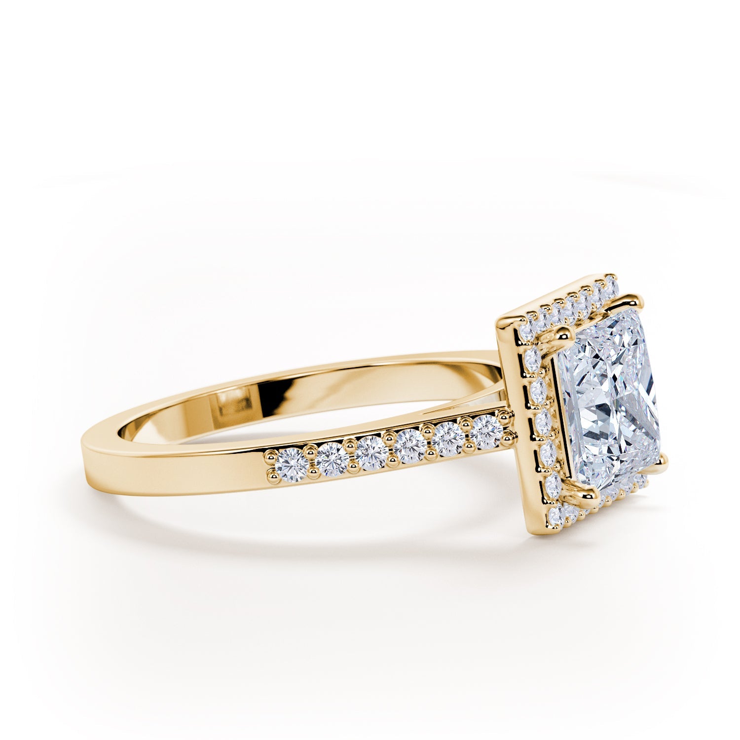 Amber Light - Accent Diamonds Natural Princess Diamond Engagement Ring