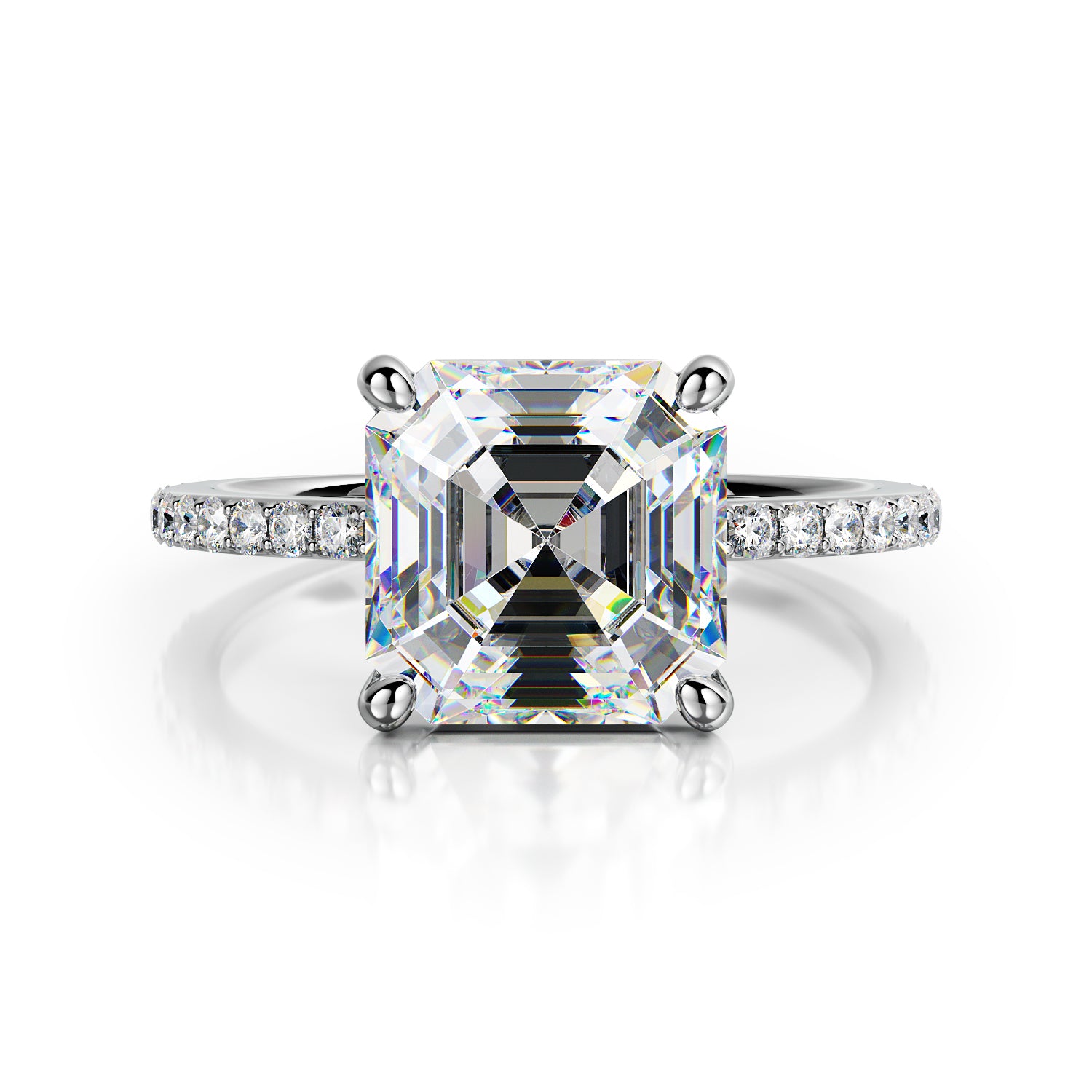Accent Diamonds Natural Asscher Diamond Engagement Ring