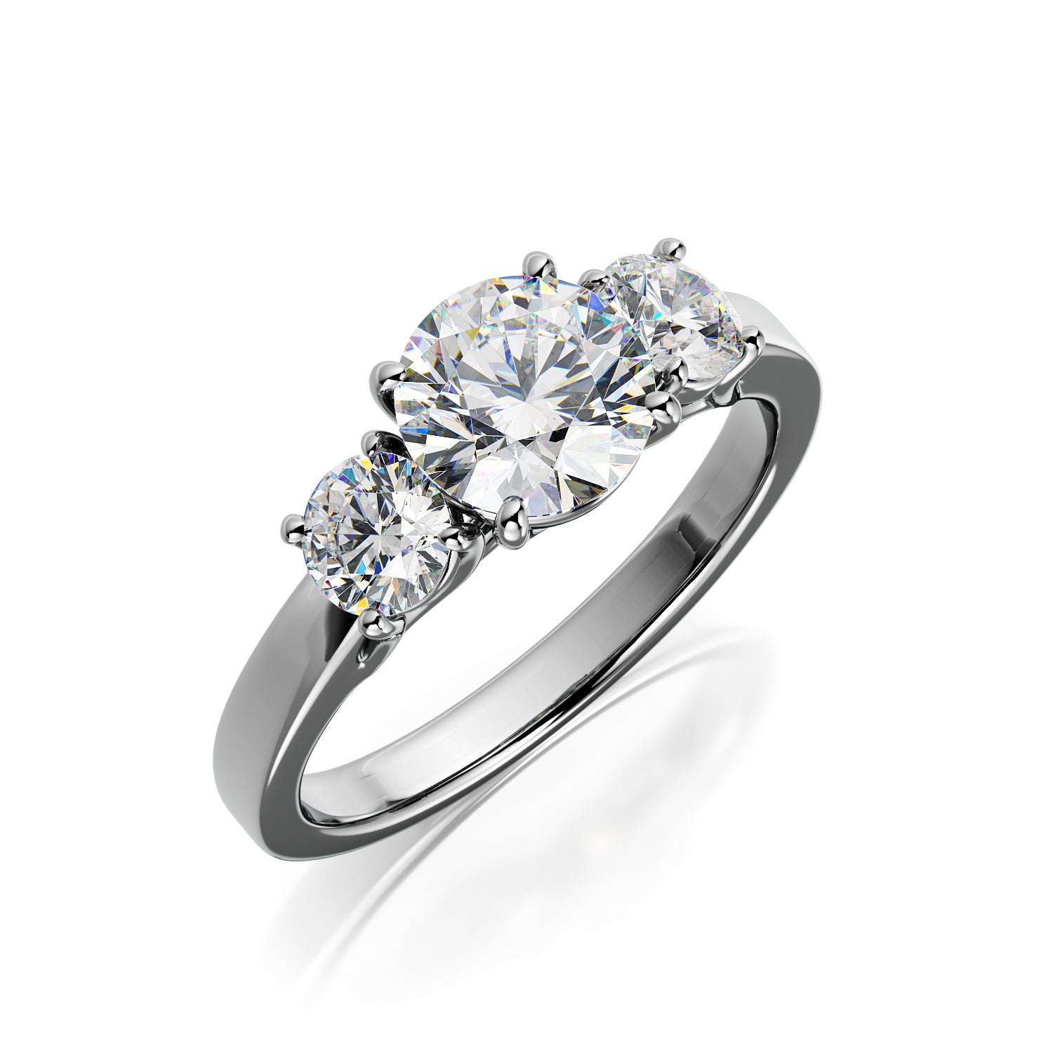plain Band Natural Round Diamond Engagement Ring