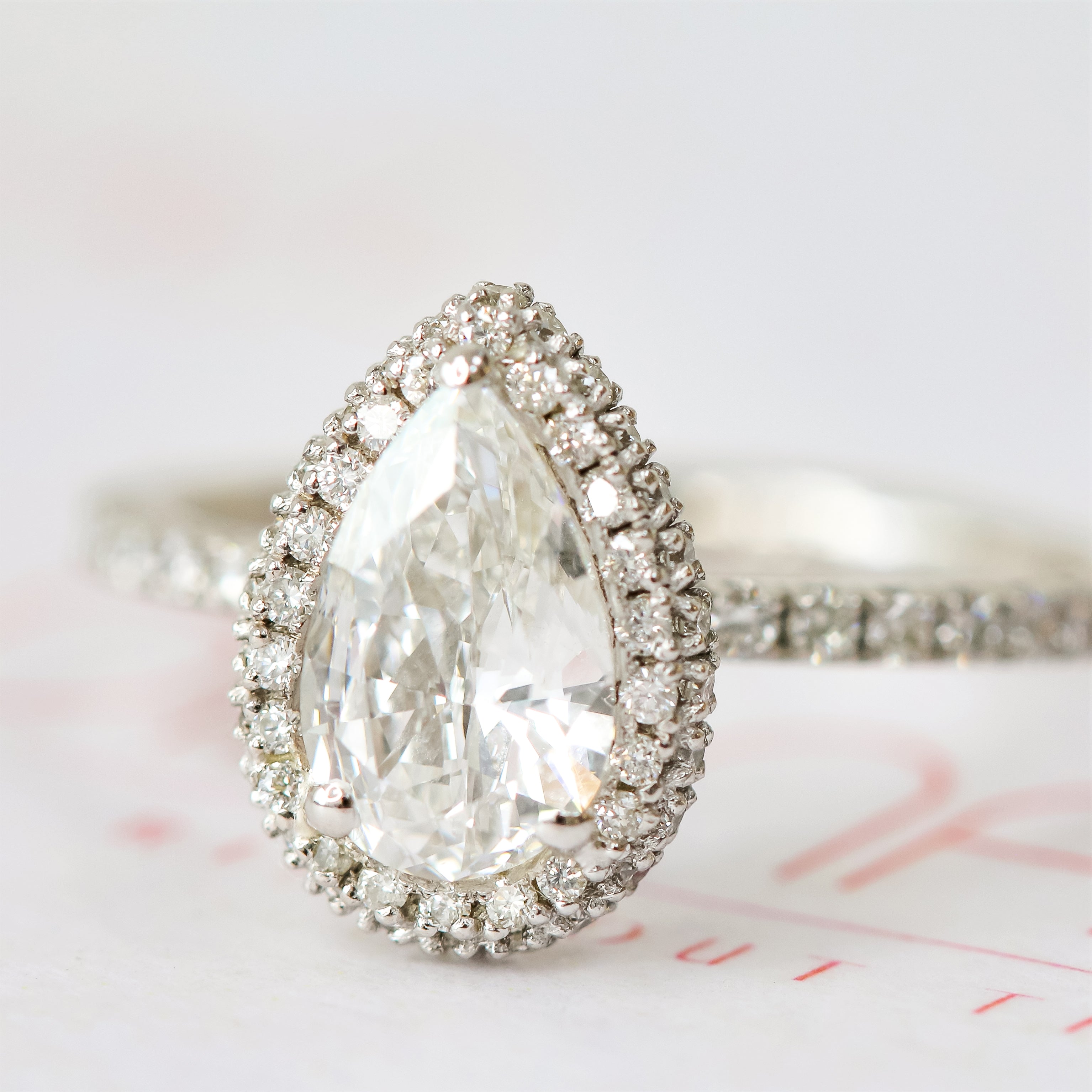 Accent Diamonds Natural Pear Diamond Engagement Ring