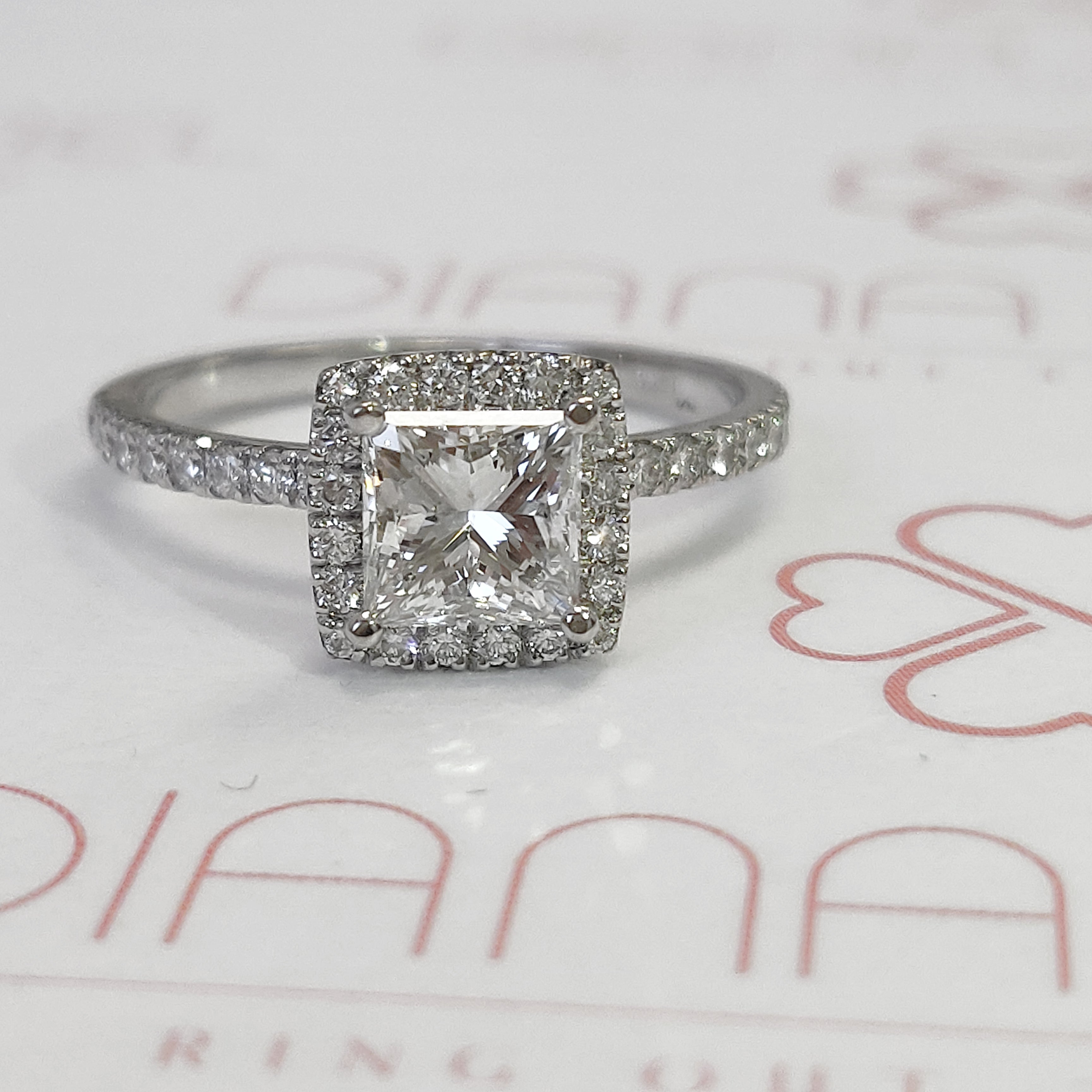 Accent Diamonds Natural Princess Diamond Engagement Ring