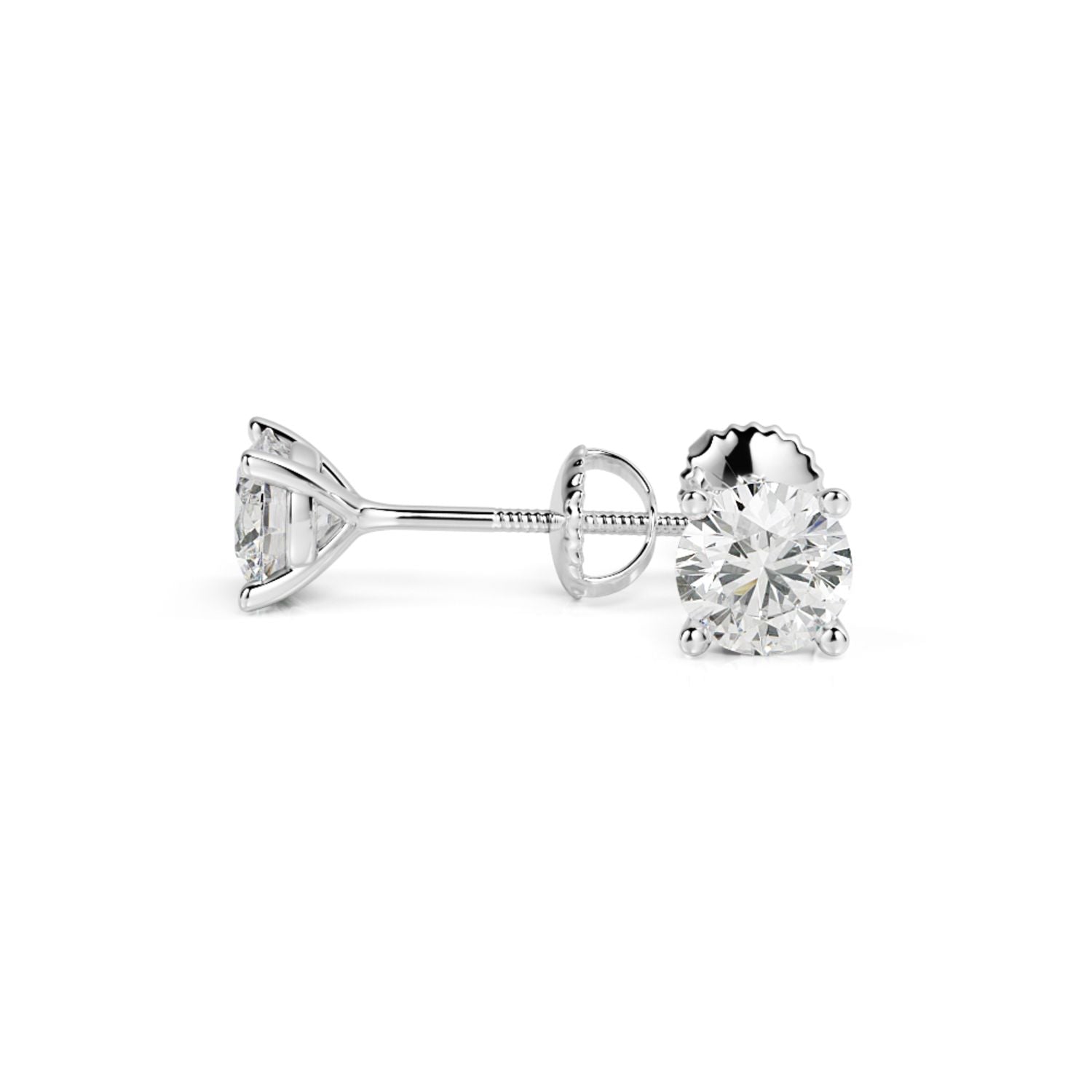 Solitaire Earrings 3 Lab Grown Diamonds in White Gold