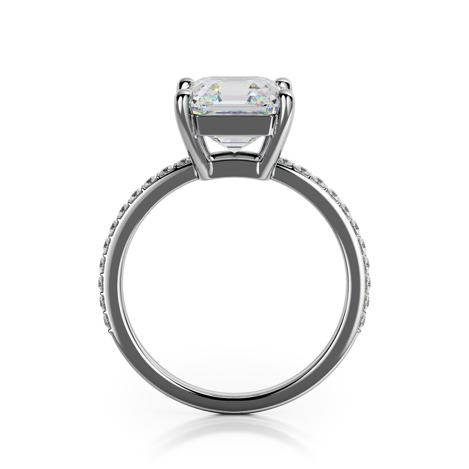 Accent Diamonds Natural Asscher Diamond Engagement Ring