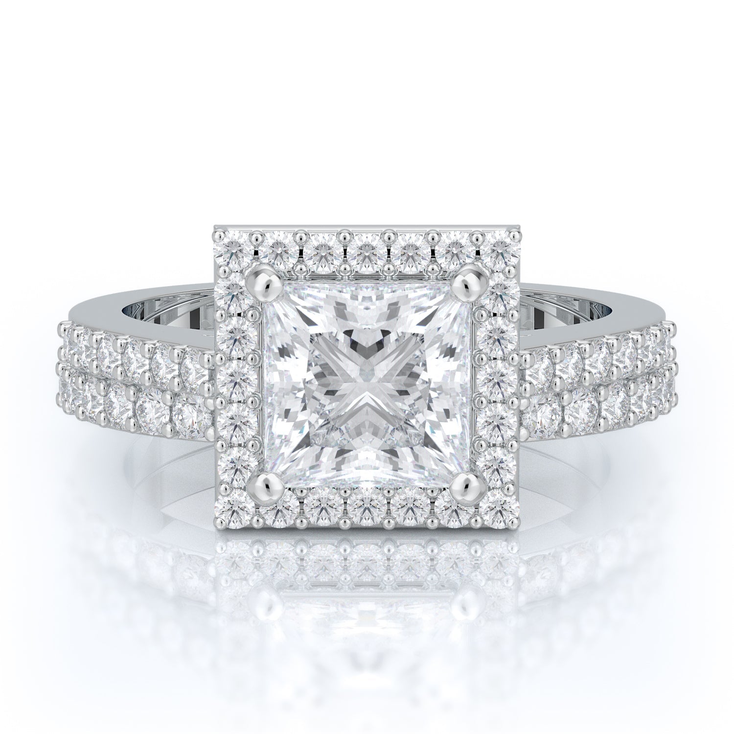 Halo Natural Princess Diamond Engagement Set
