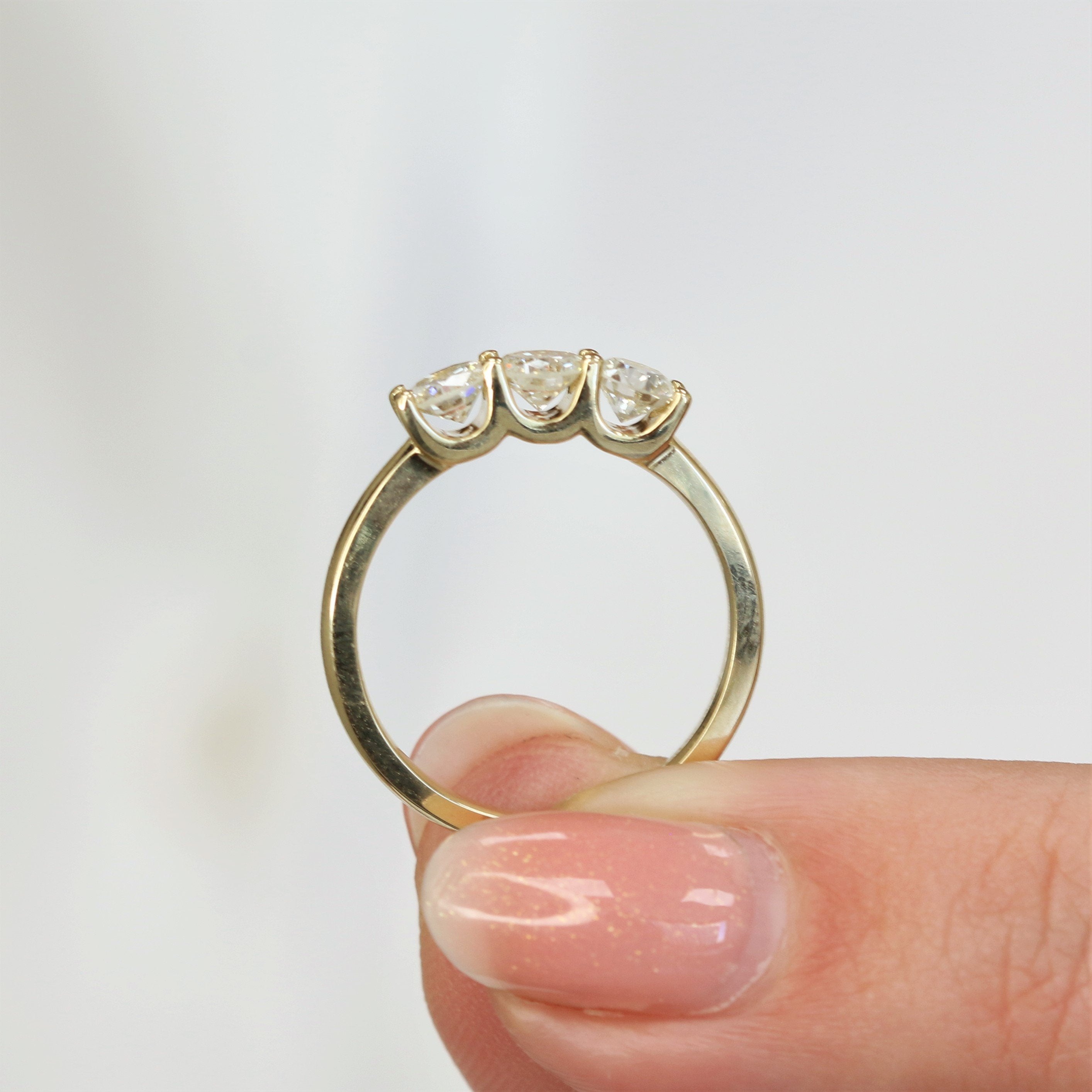 U shape Natural Round cut Diamond Wedding Band
