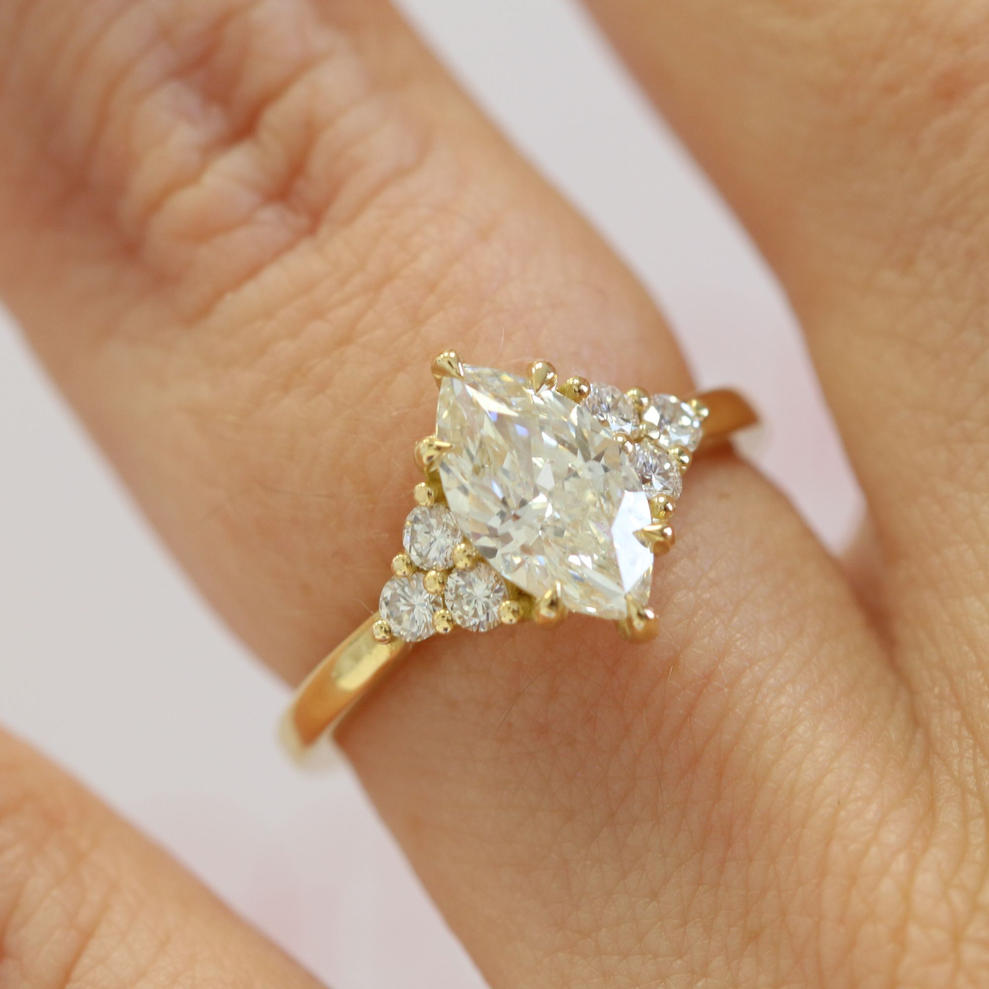Plain Band Natural Marquise Diamond Engagement Ring