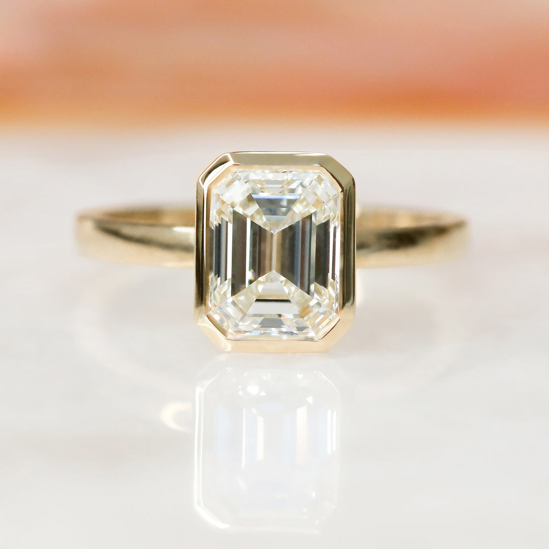 Natural Emerald Cut Diamond Engagement Ring