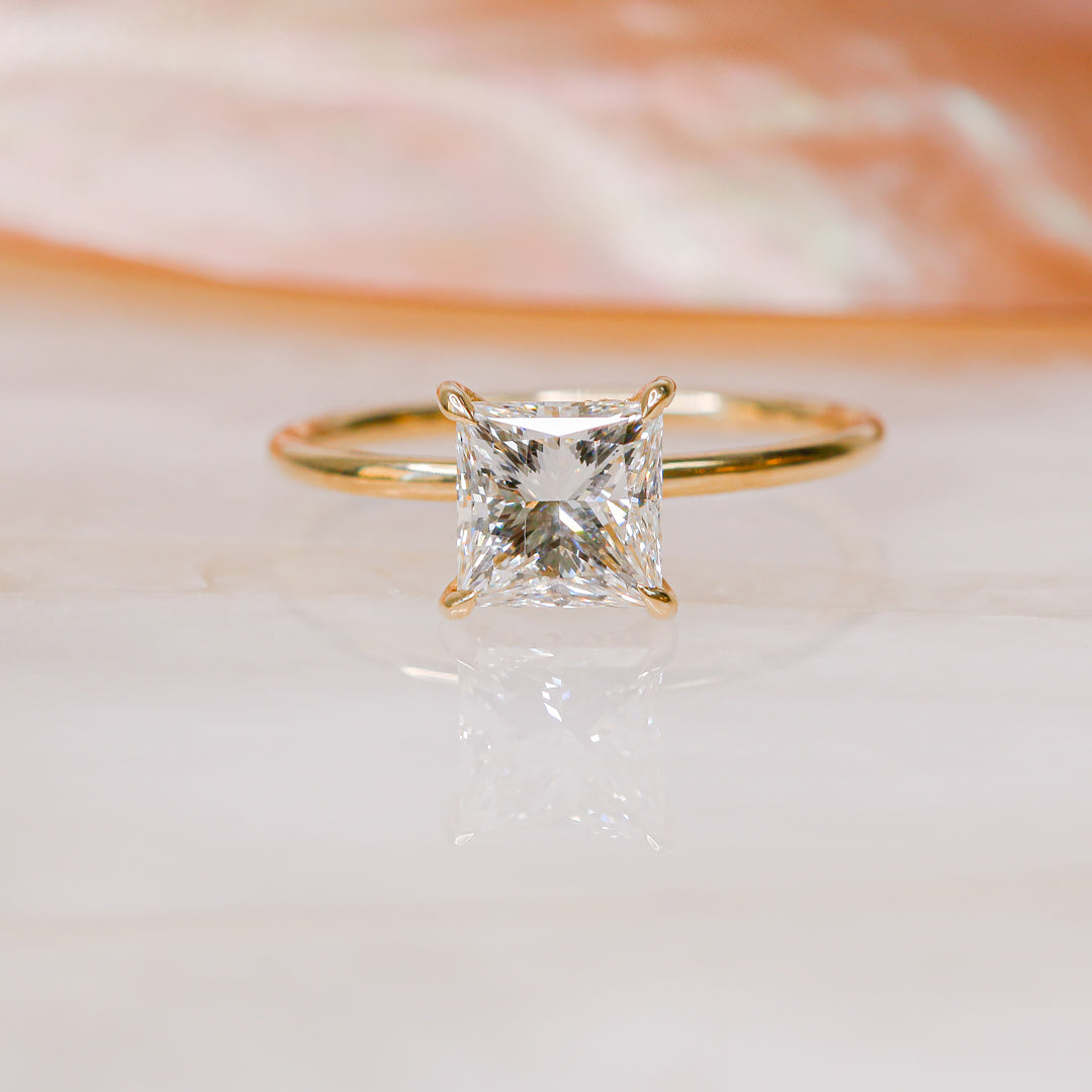 Hidden Halo Natural Princess Diamond Engagement Ring