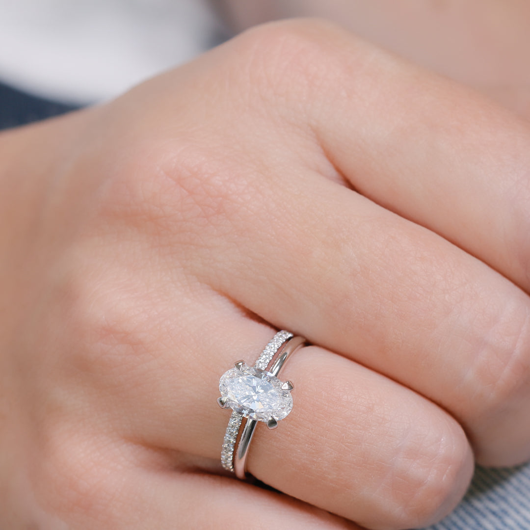 Hidden Halo Natural Oval Diamond Engagement Ring