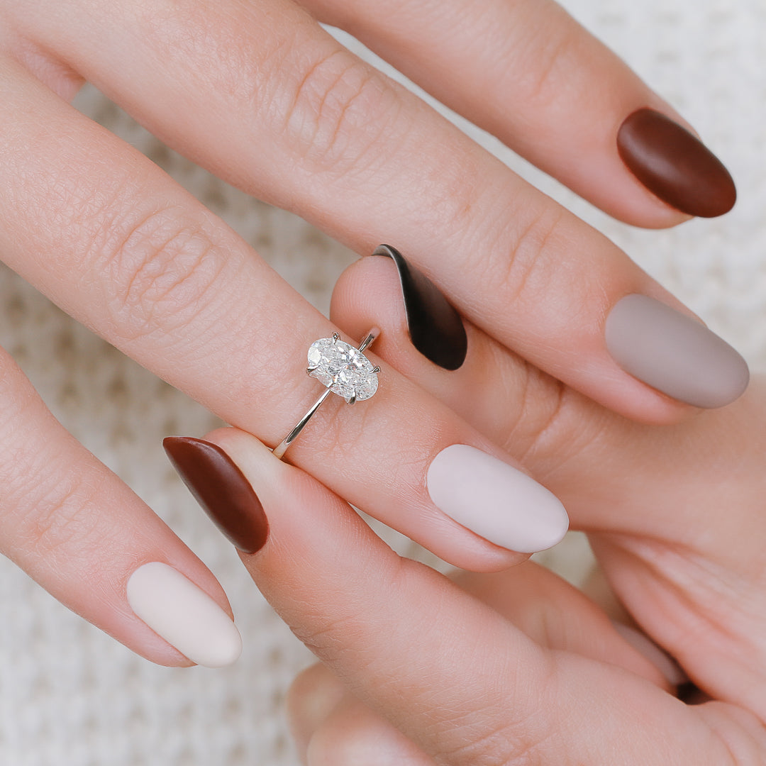 Dainty 1-Carat Natural Oval Diamond Engagement Ring