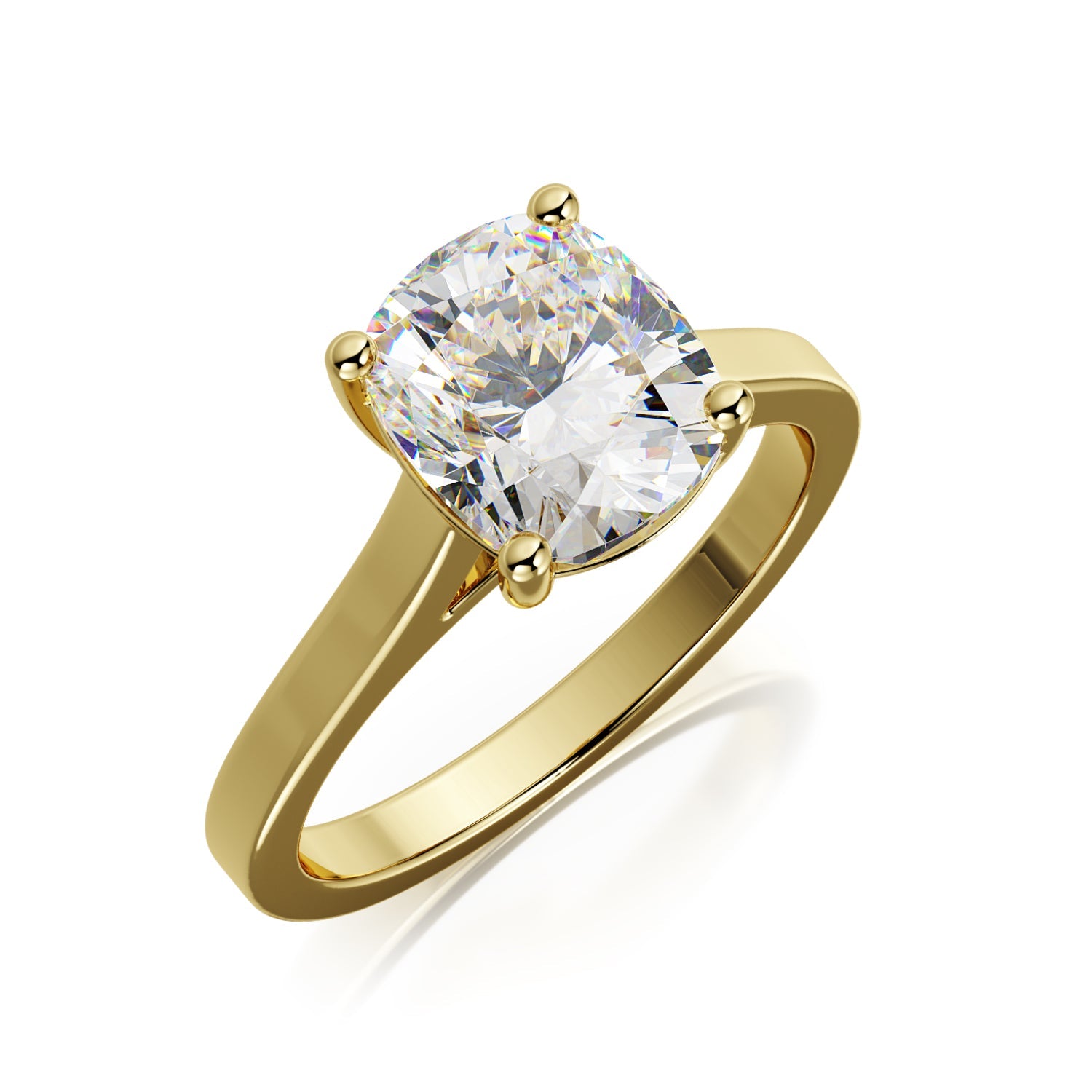 Solitaire 4 Prongs Natural Cushion Cut Diamond Engagement Ring