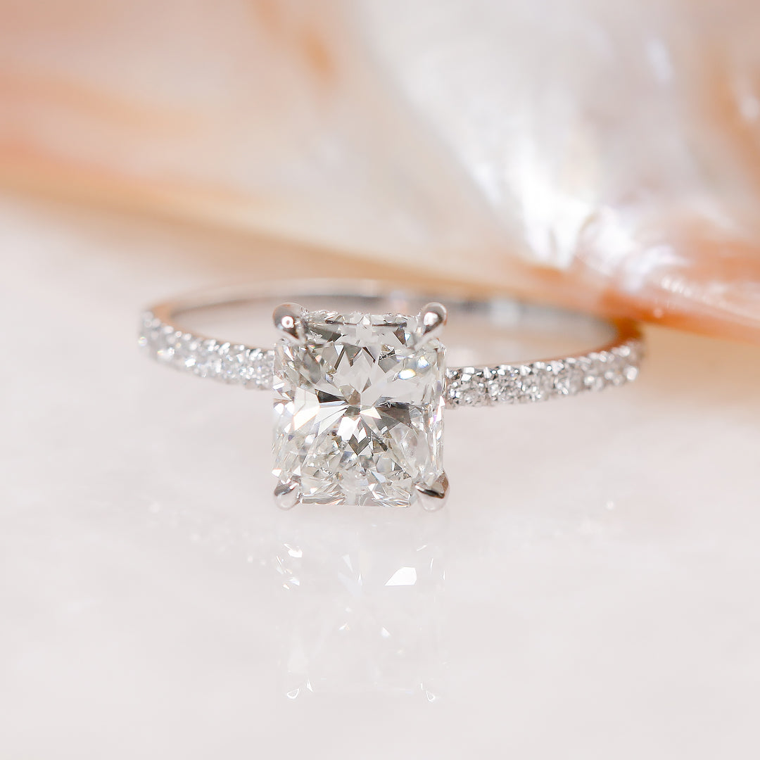Hidden Halo Natural Radiant Diamond Engagement Ring