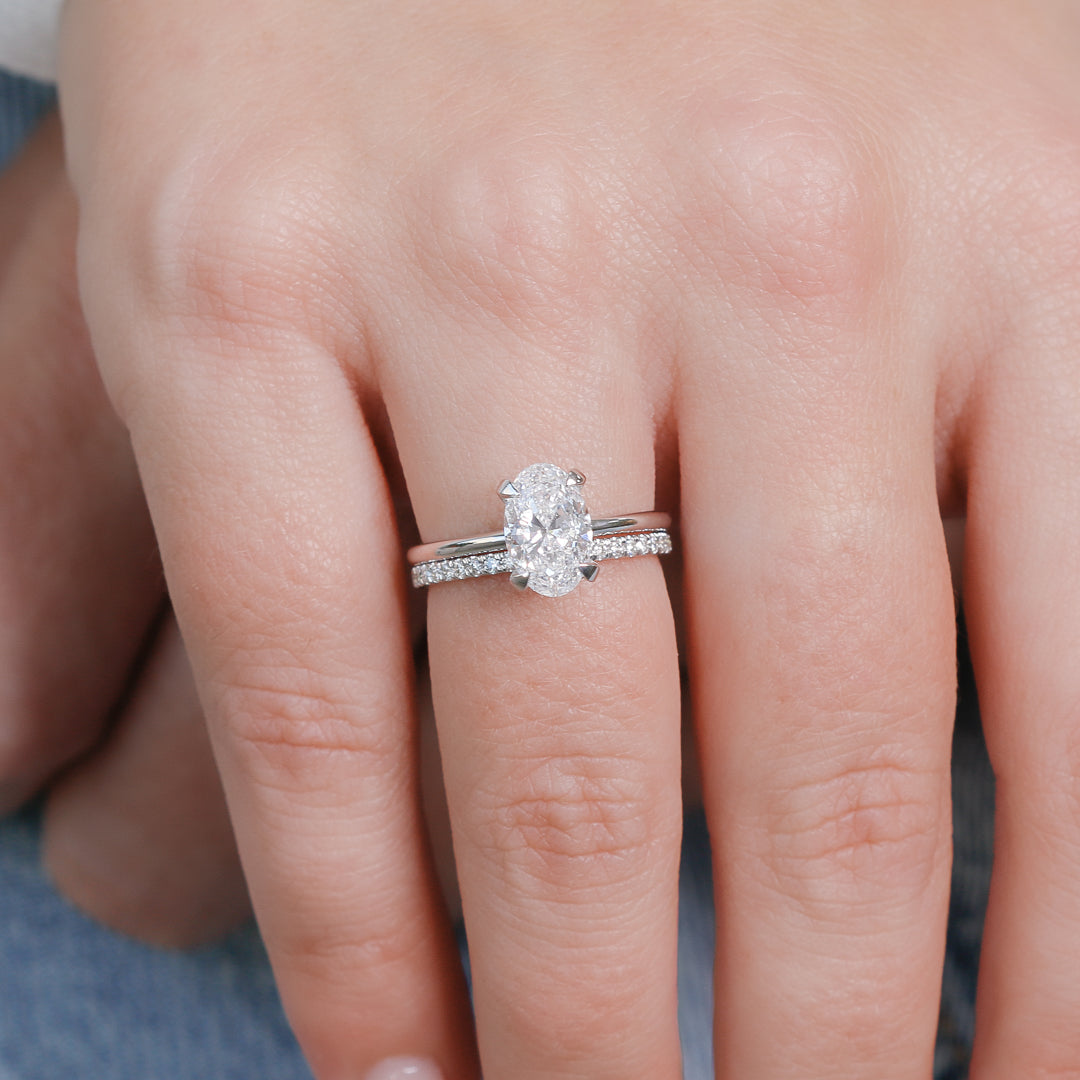 Hidden Halo Natural Oval Diamond Engagement Ring