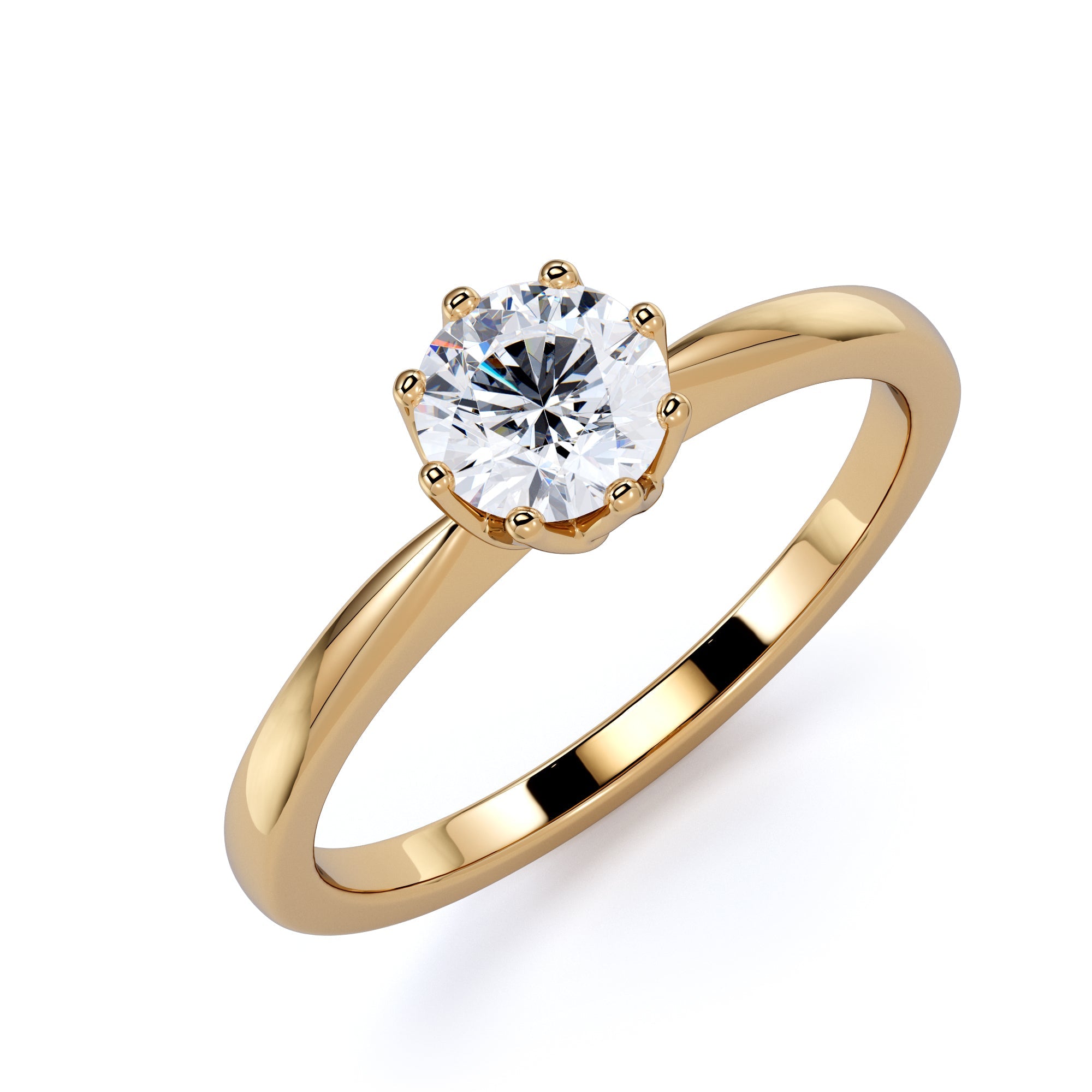 Solitaire Flower Natural Round Diamond Engagement Ring