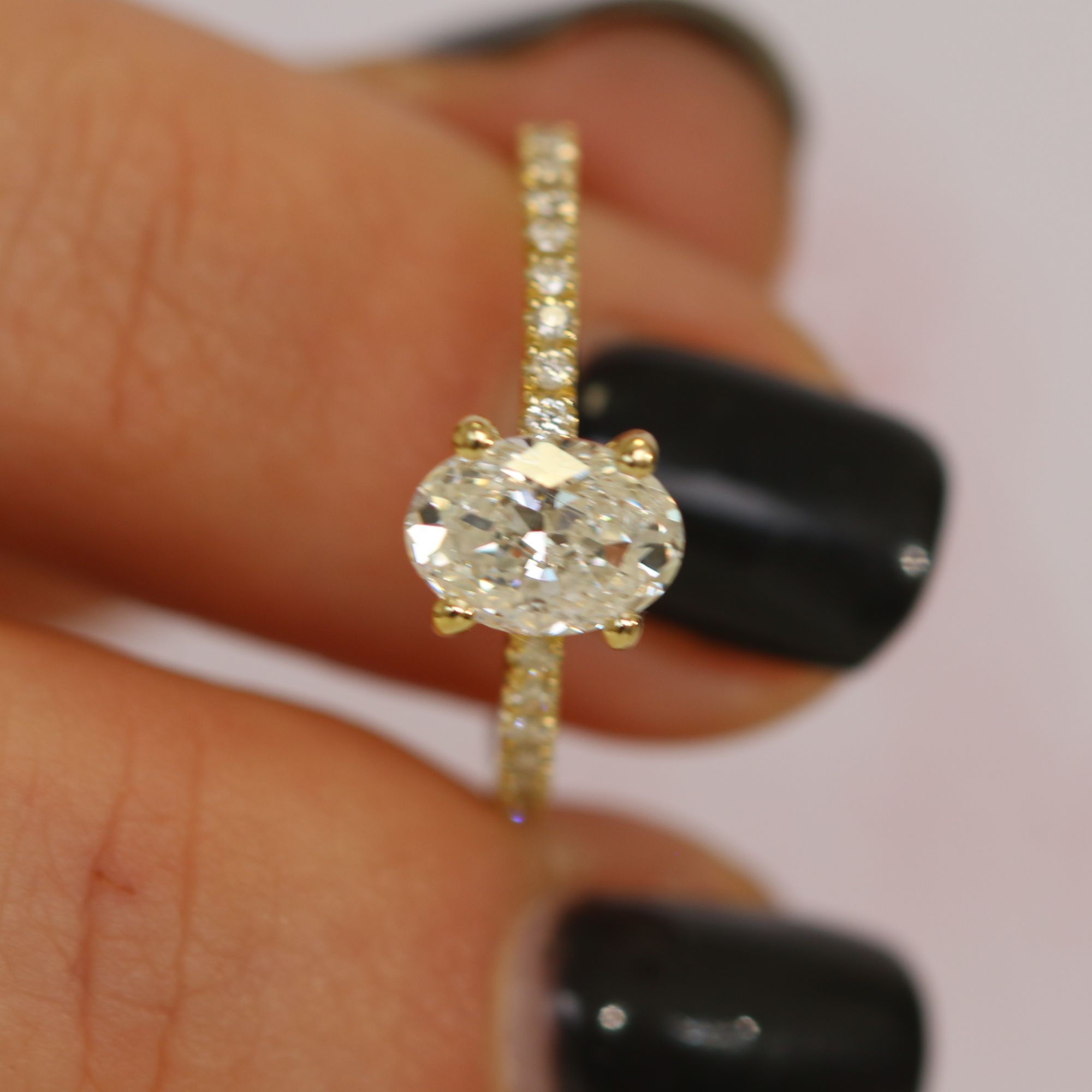 Hidden Halo Natural Oval Diamond Engagement Ring