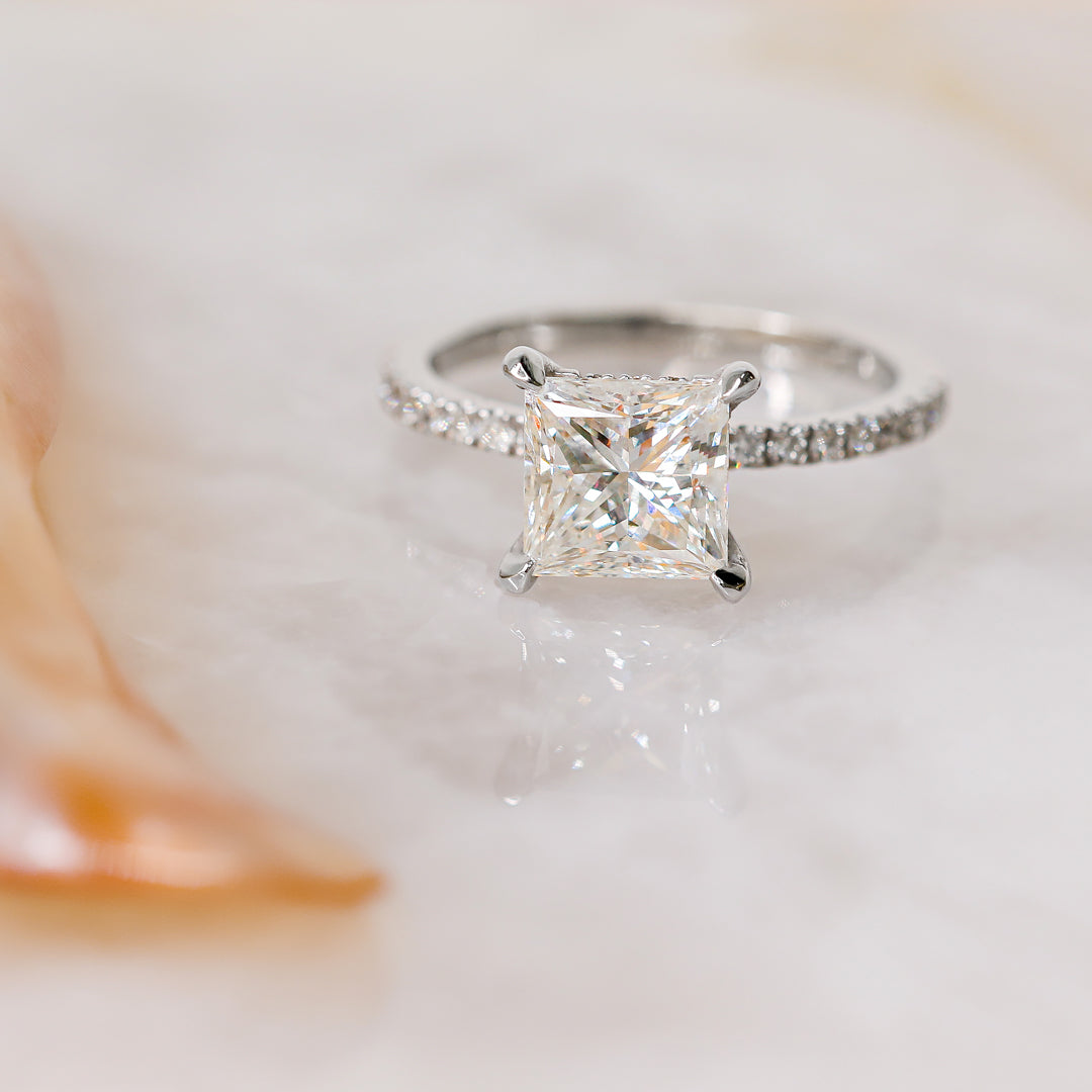 Hidden Halo Natural Princess Diamond Engagement Ring