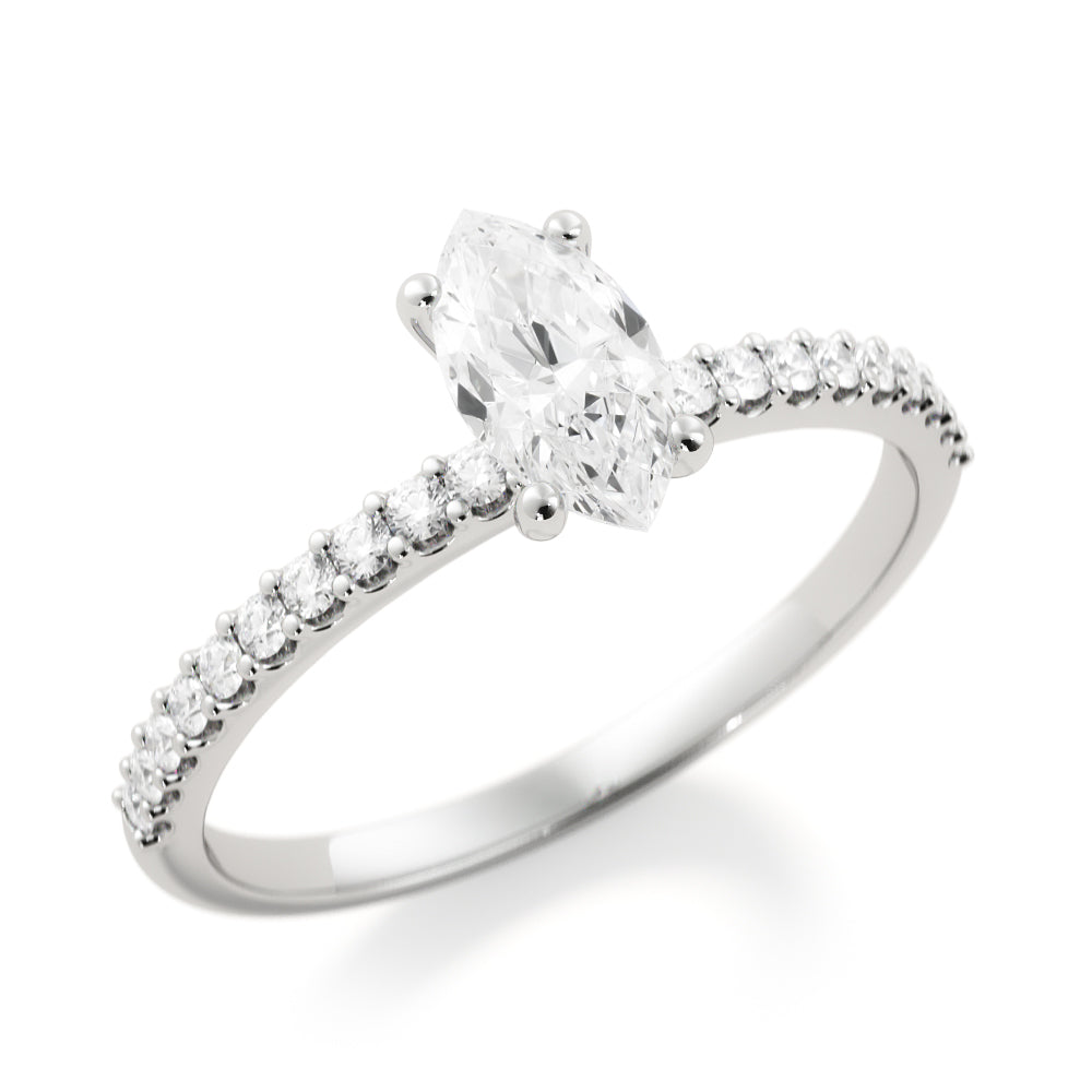 Accent Diamonds Natural Marquise Diamond Engagement Ring
