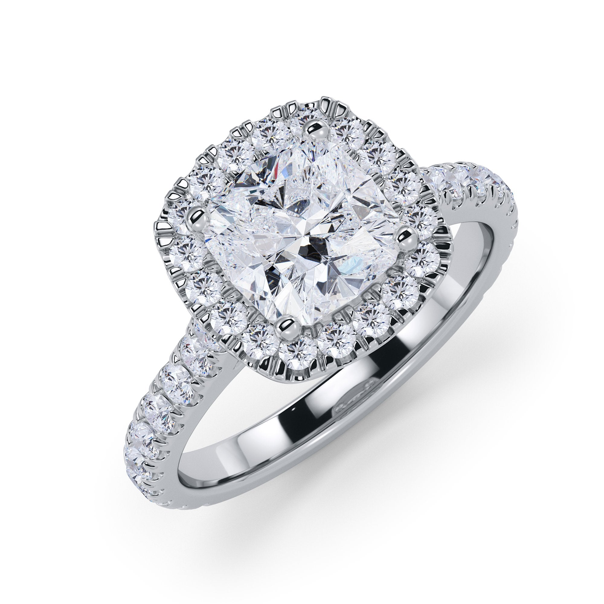 Cushion Halo Natural Cushion Diamond Engagement Ring