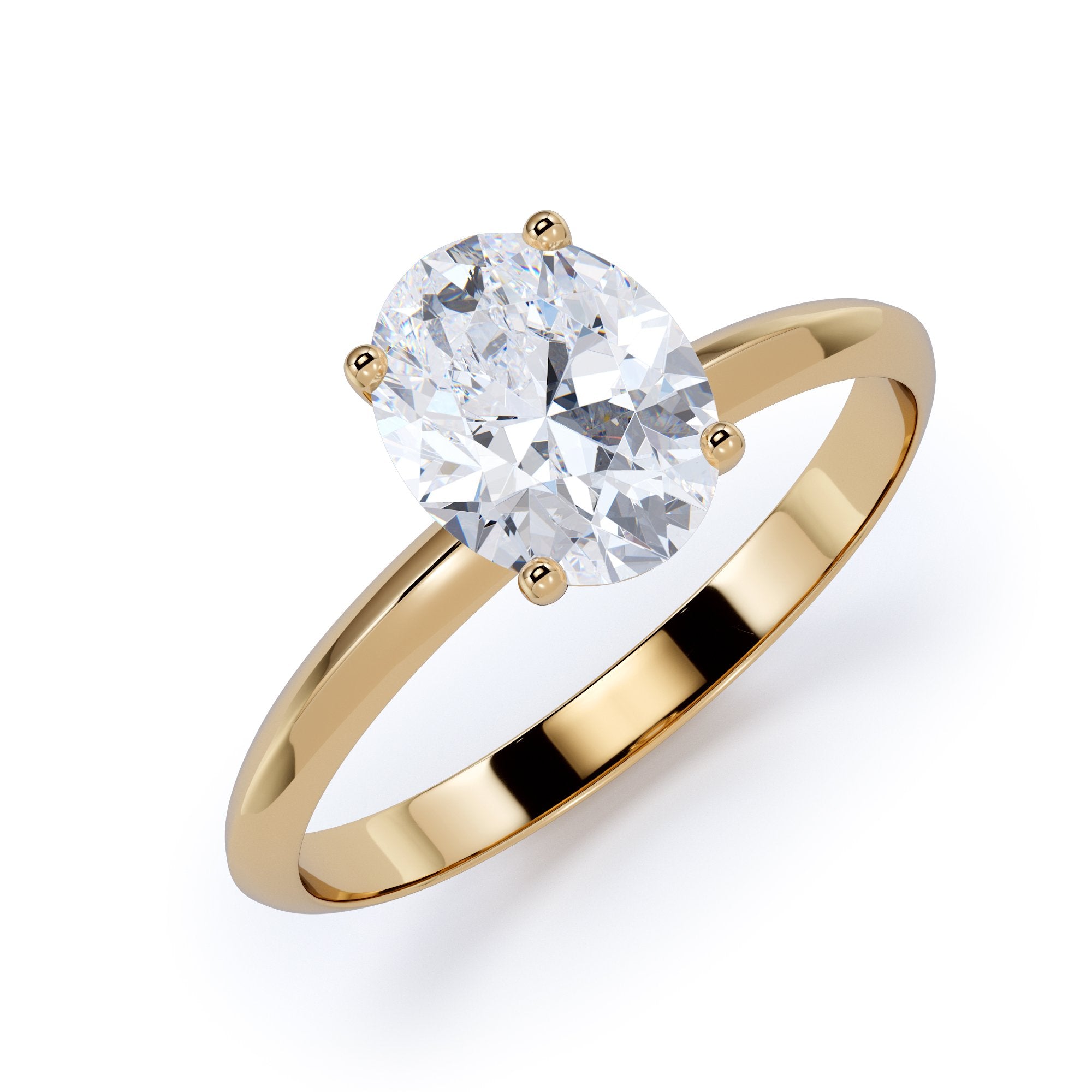4 prongs Natural Oval Diamond Engagement Ring