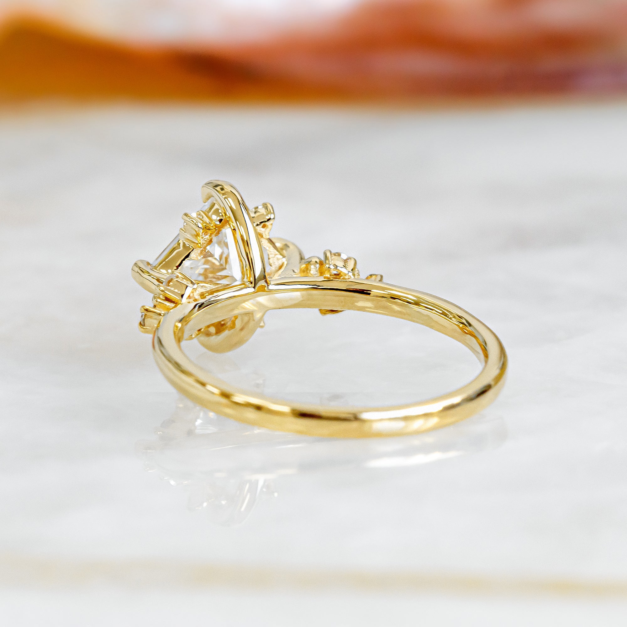 Cluster Natural Princess Cut Diamond Engagement Ring