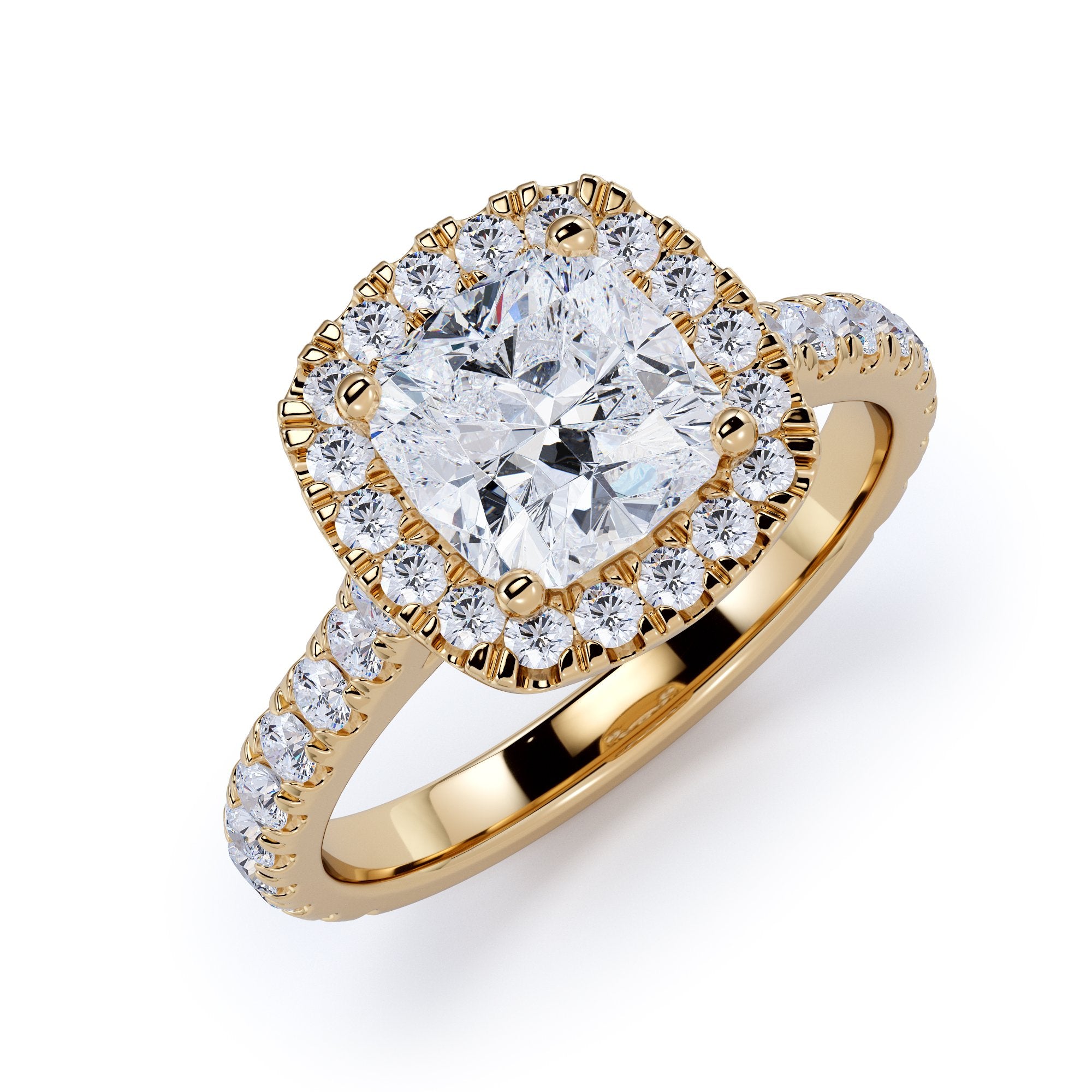 Cushion Halo Natural Cushion Diamond Engagement Ring