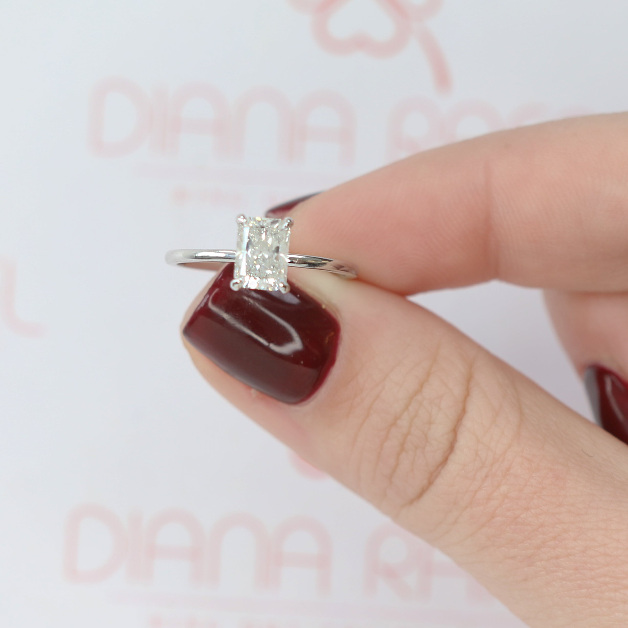 Hidden Halo Natural Radiant Diamond Engagement Ring