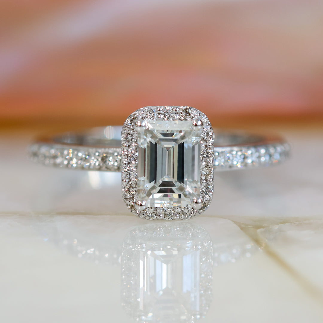 Natural Emerald Cut Diamond Engagement Ring