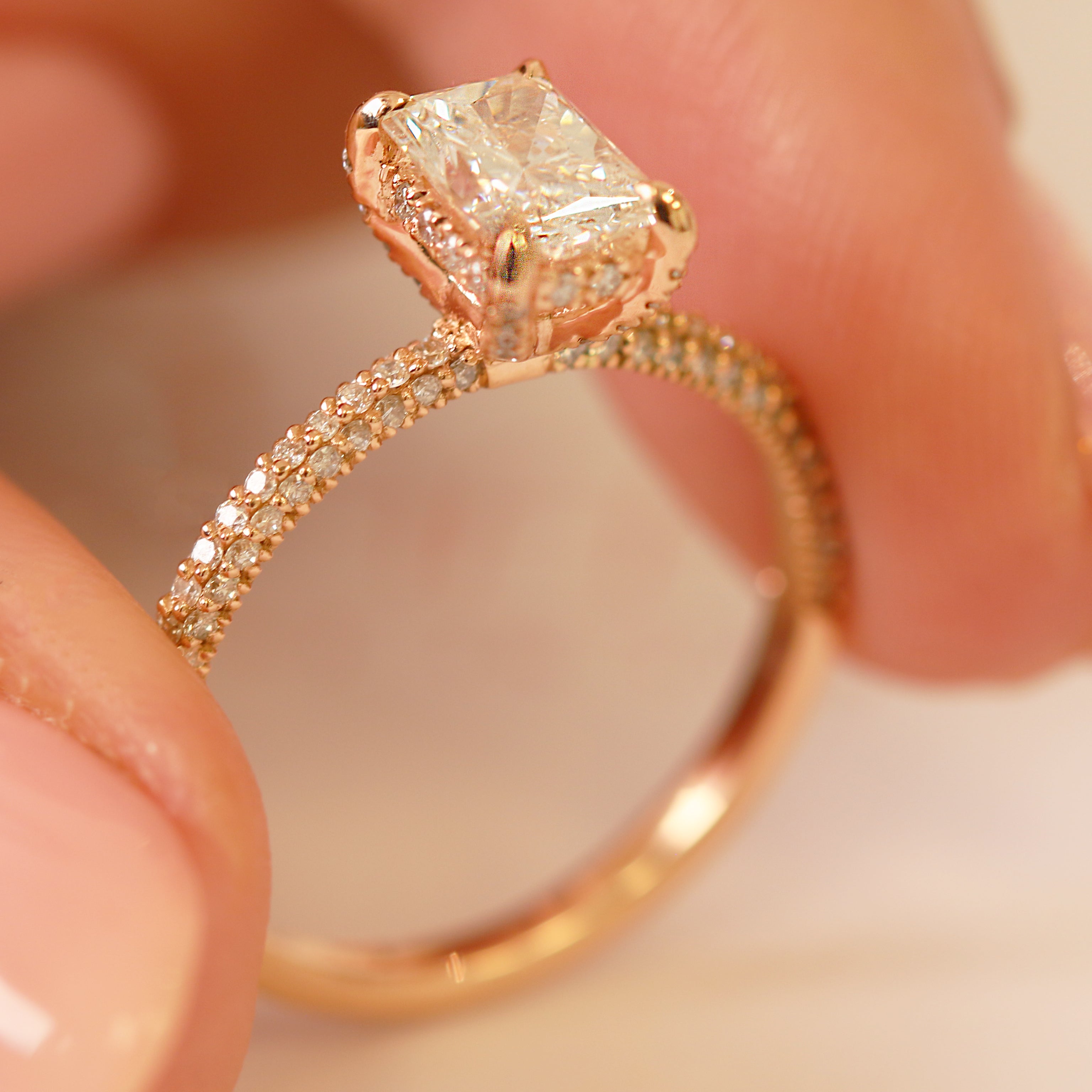 Accent Diamonds Natural Radiant Diamond Engagement Ring